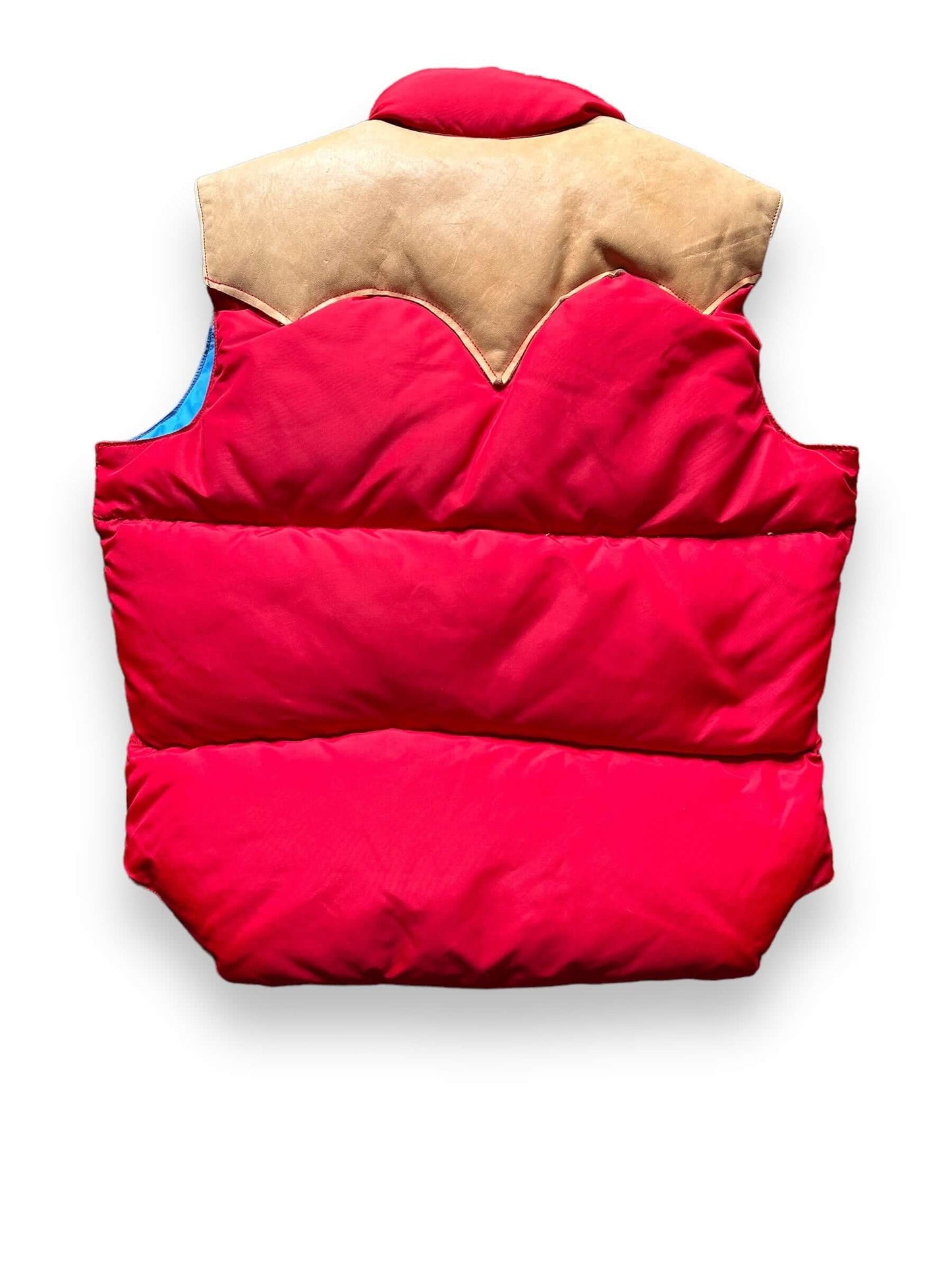 Rear View of Vintage Rocky Mountain Featherbed Red/Blue Down Vest SZ L