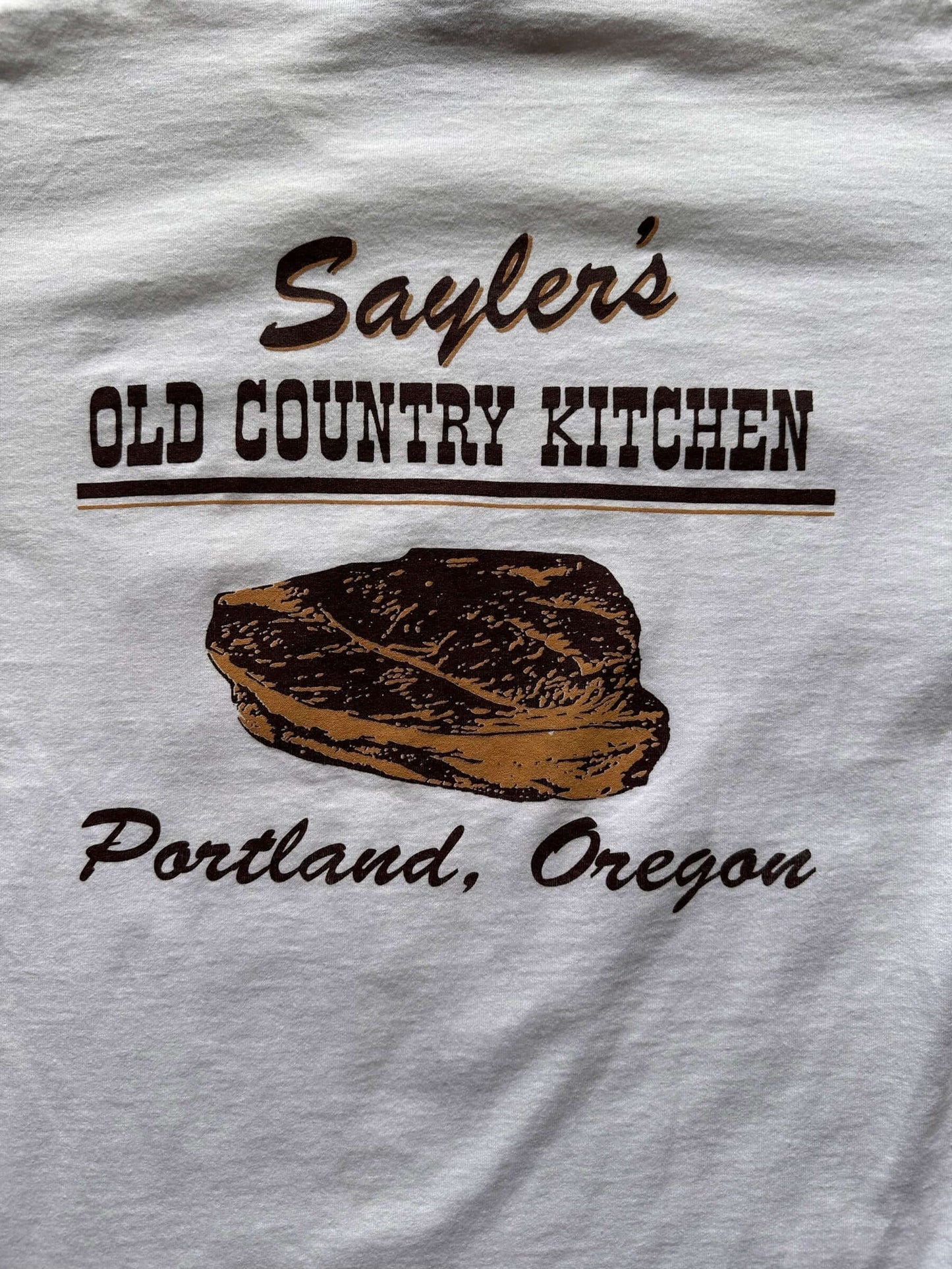 back graphic of Vintage Sayler's Portland "I Ate The WHOLE Thing!" Tee SZ L