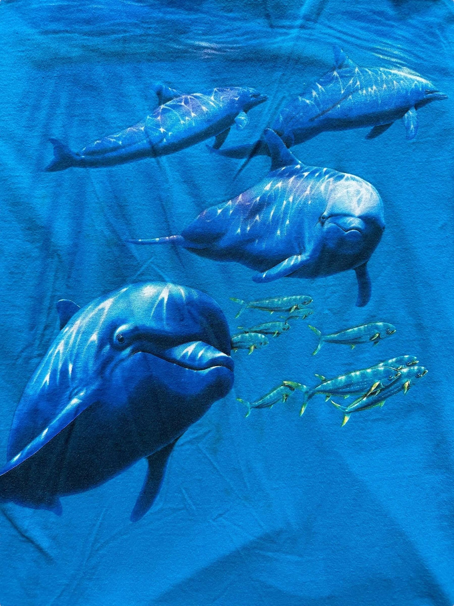 back graphic of Vintage Cape Cod AOP Dolphin Tee SZ L