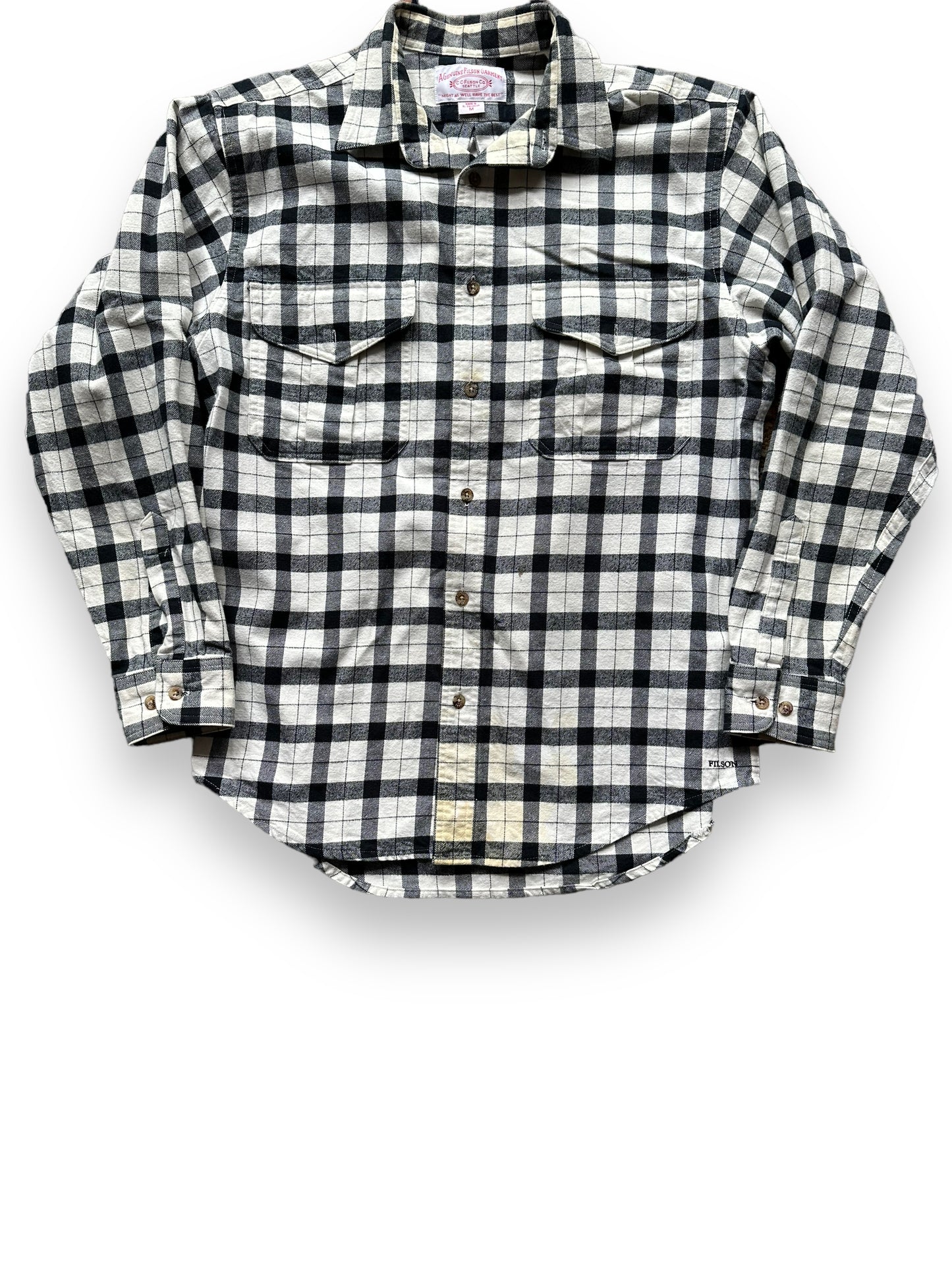 Front of Filson Black and White Guide Shirt | Barn Owl Vintage Goods | Vintage Filson Workwear Seattle