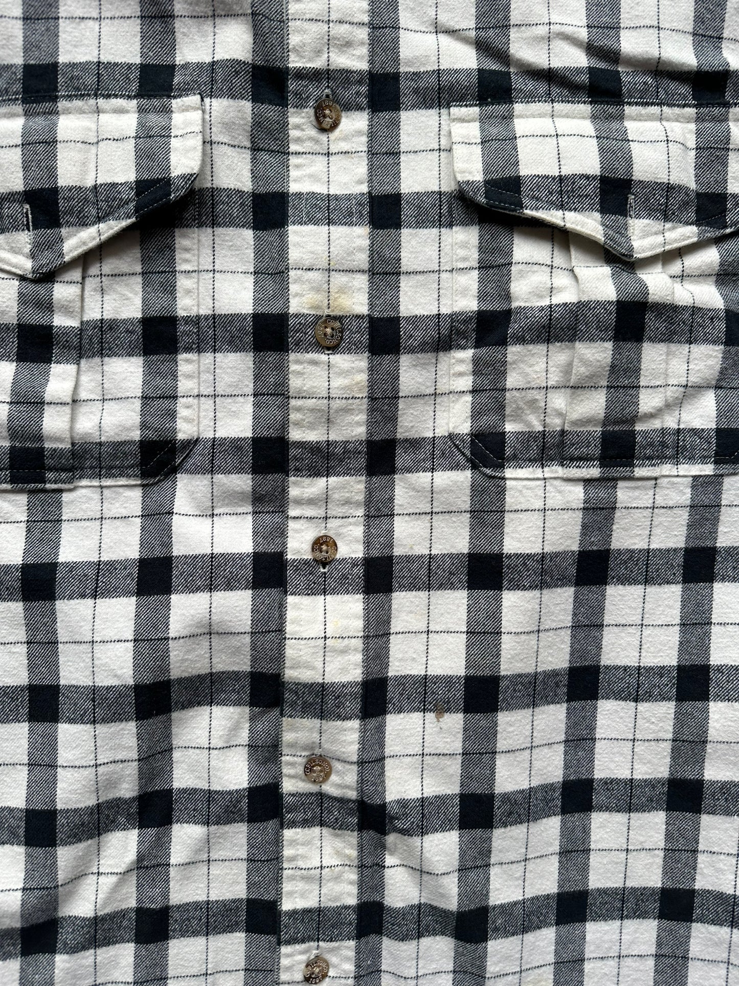 Bottons of Filson Black and White Guide Shirt | Barn Owl Vintage Goods | Vintage Filson Workwear Seattle
