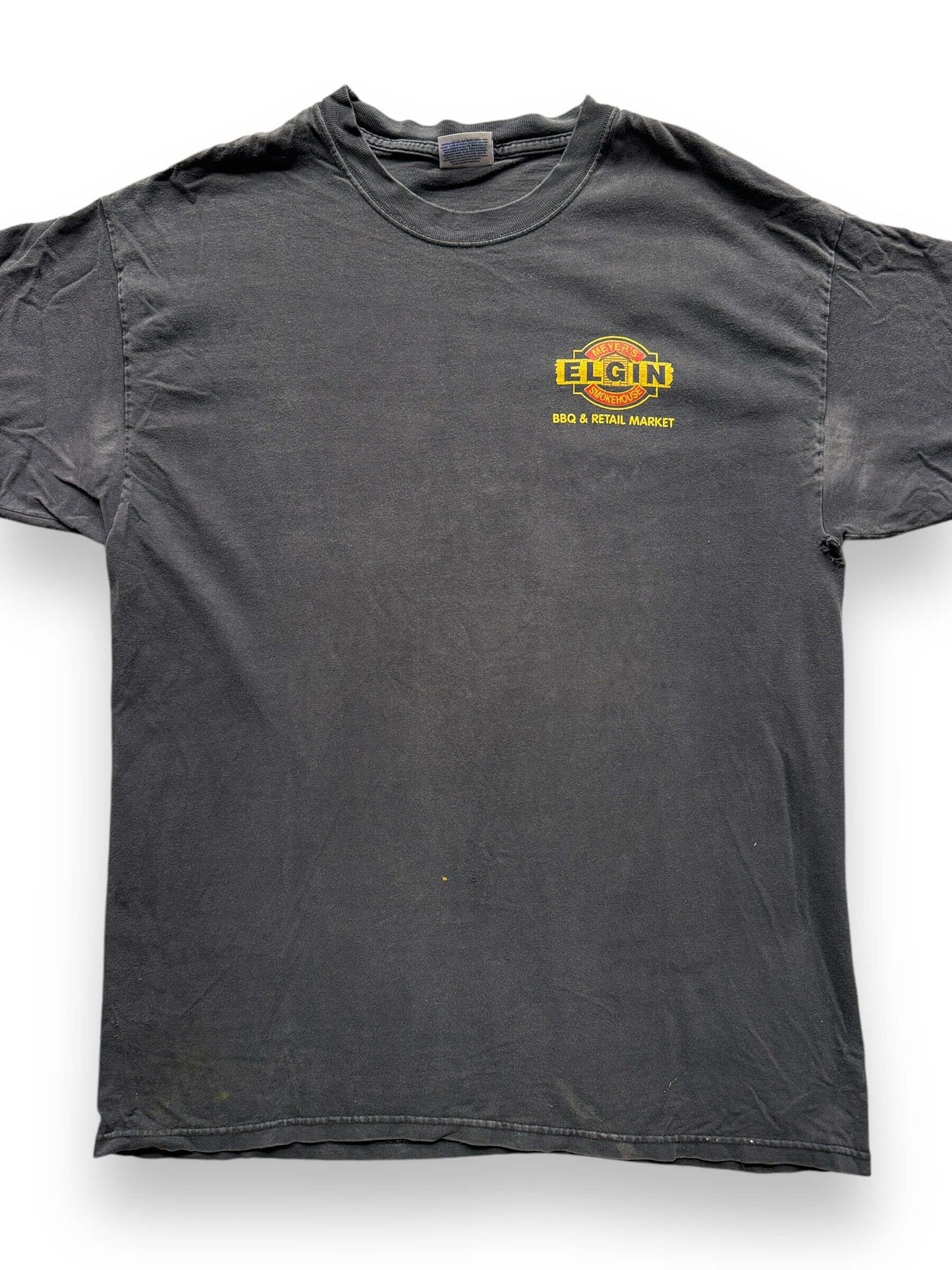front close up of Vintage Meyer's Smokehouse BBQ Tee SZ L