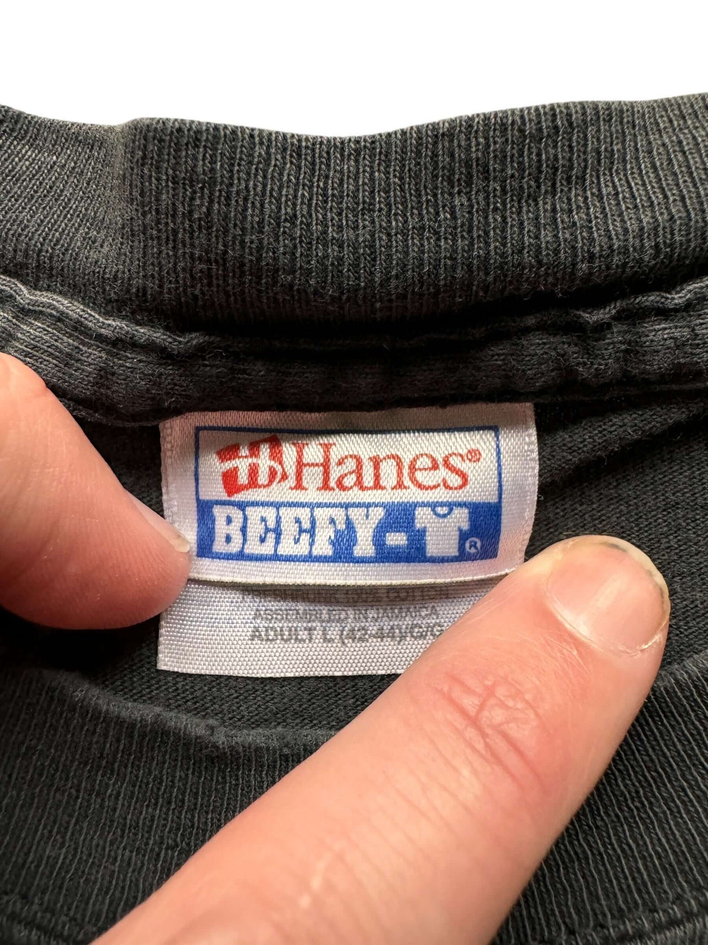 tag on Vintage Meyer's Smokehouse BBQ Tee SZ L