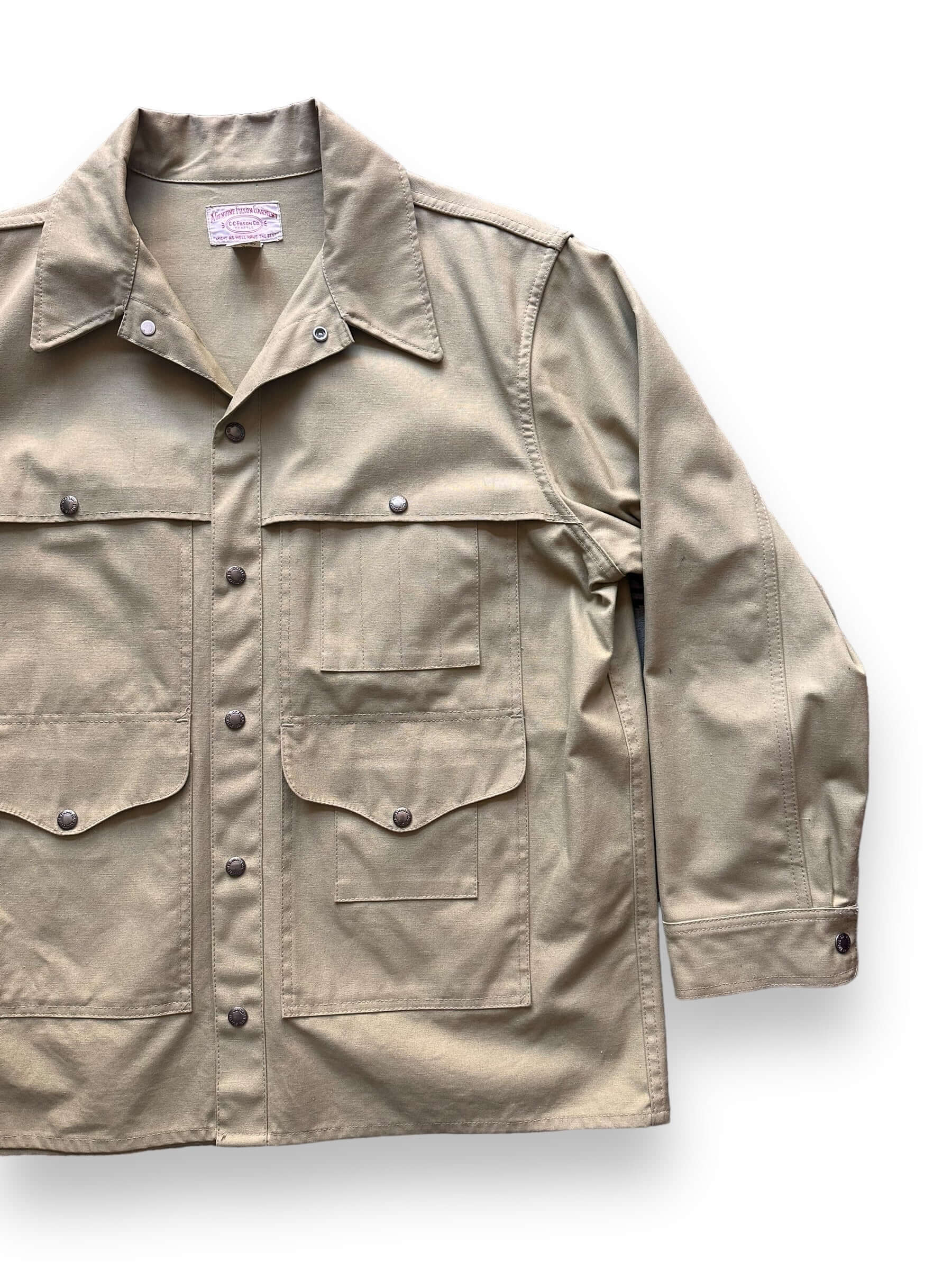 Front Left View of Vintage 70s Era Filson Tin Cloth Cruiser Jacket SZ 46