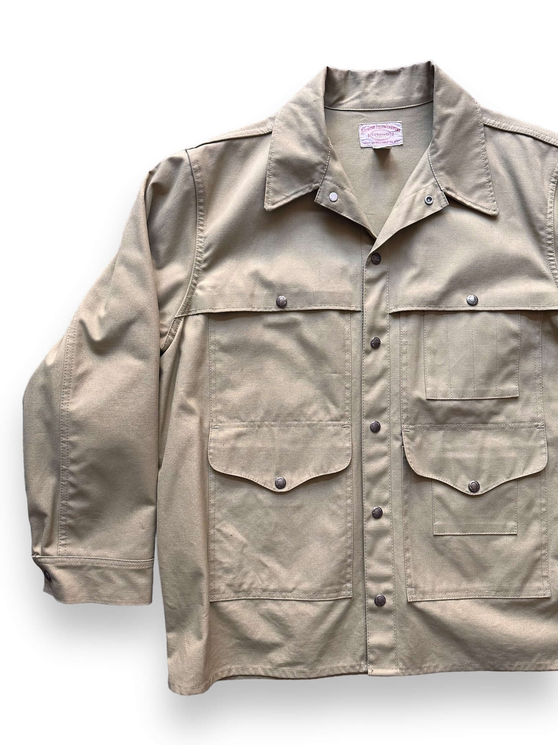 Front Right View of Vintage 70s Era Filson Tin Cloth Cruiser Jacket SZ 46
