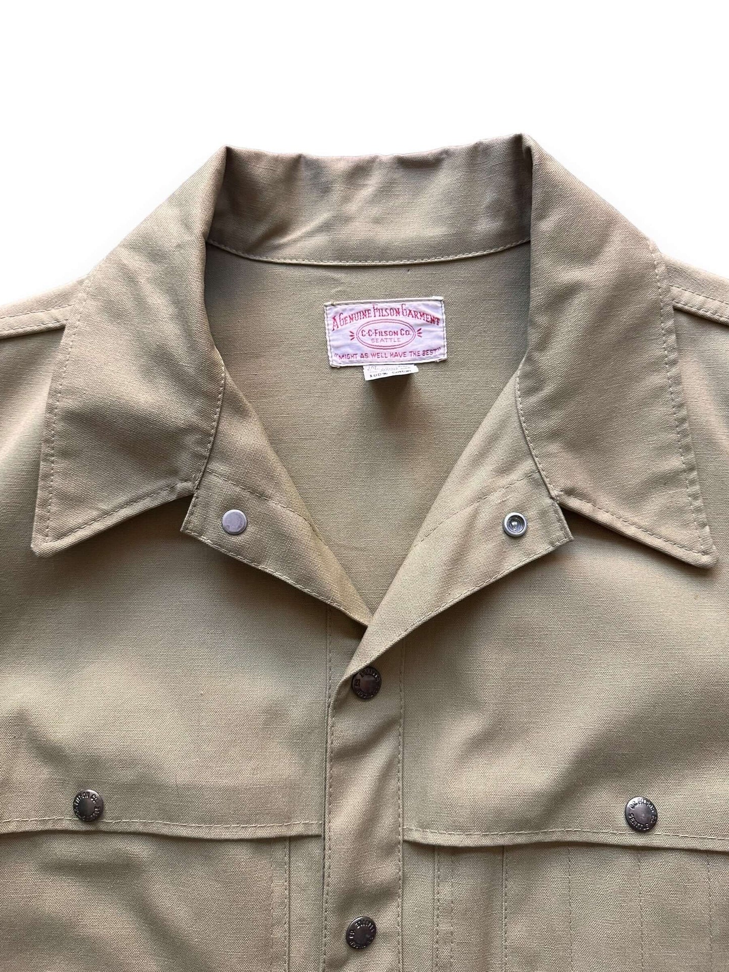 Collar View of Vintage 70s Era Filson Tin Cloth Cruiser Jacket SZ 46