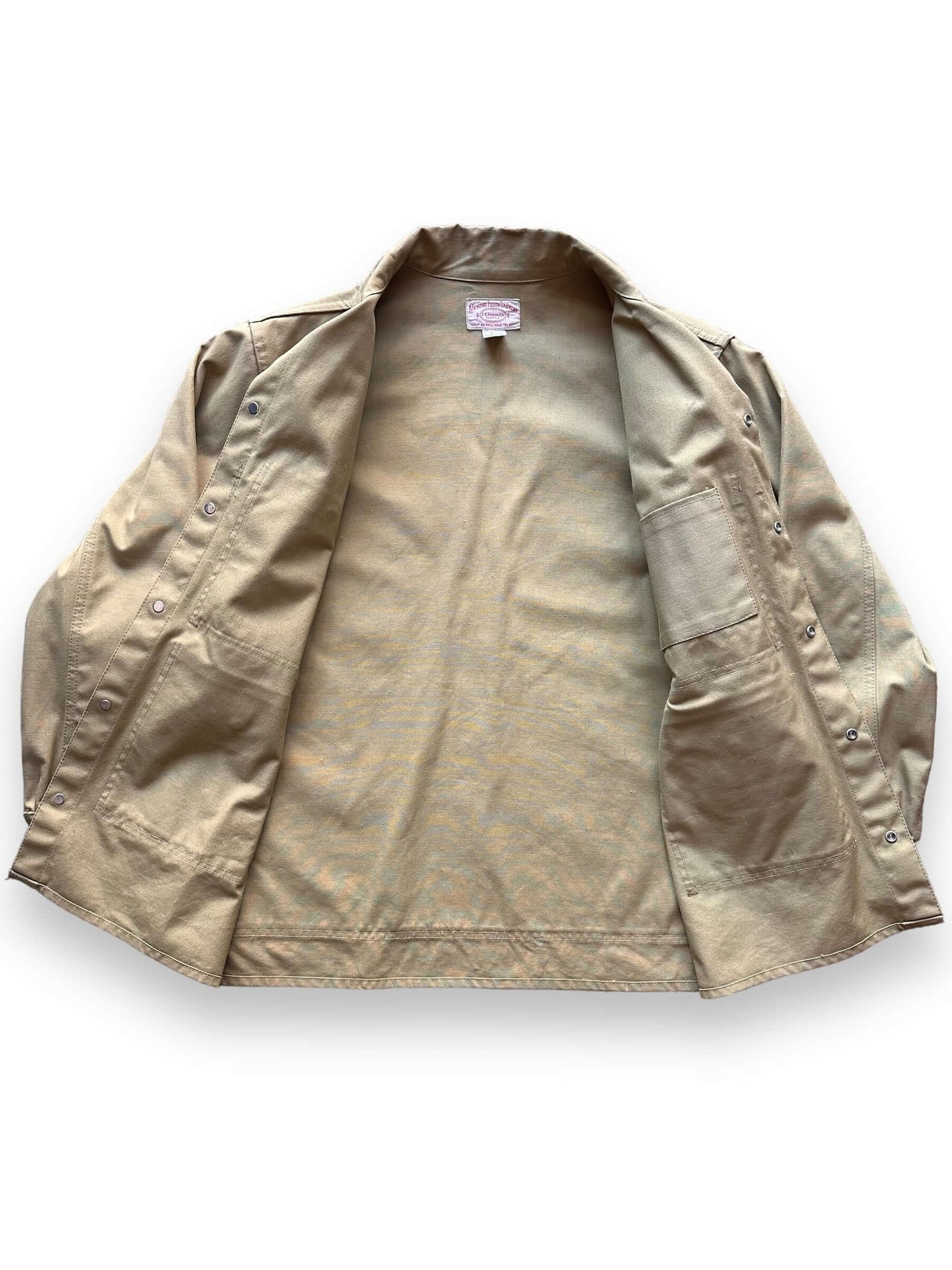 Interior Shot of Vintage 70s Era Filson Tin Cloth Cruiser Jacket SZ 46