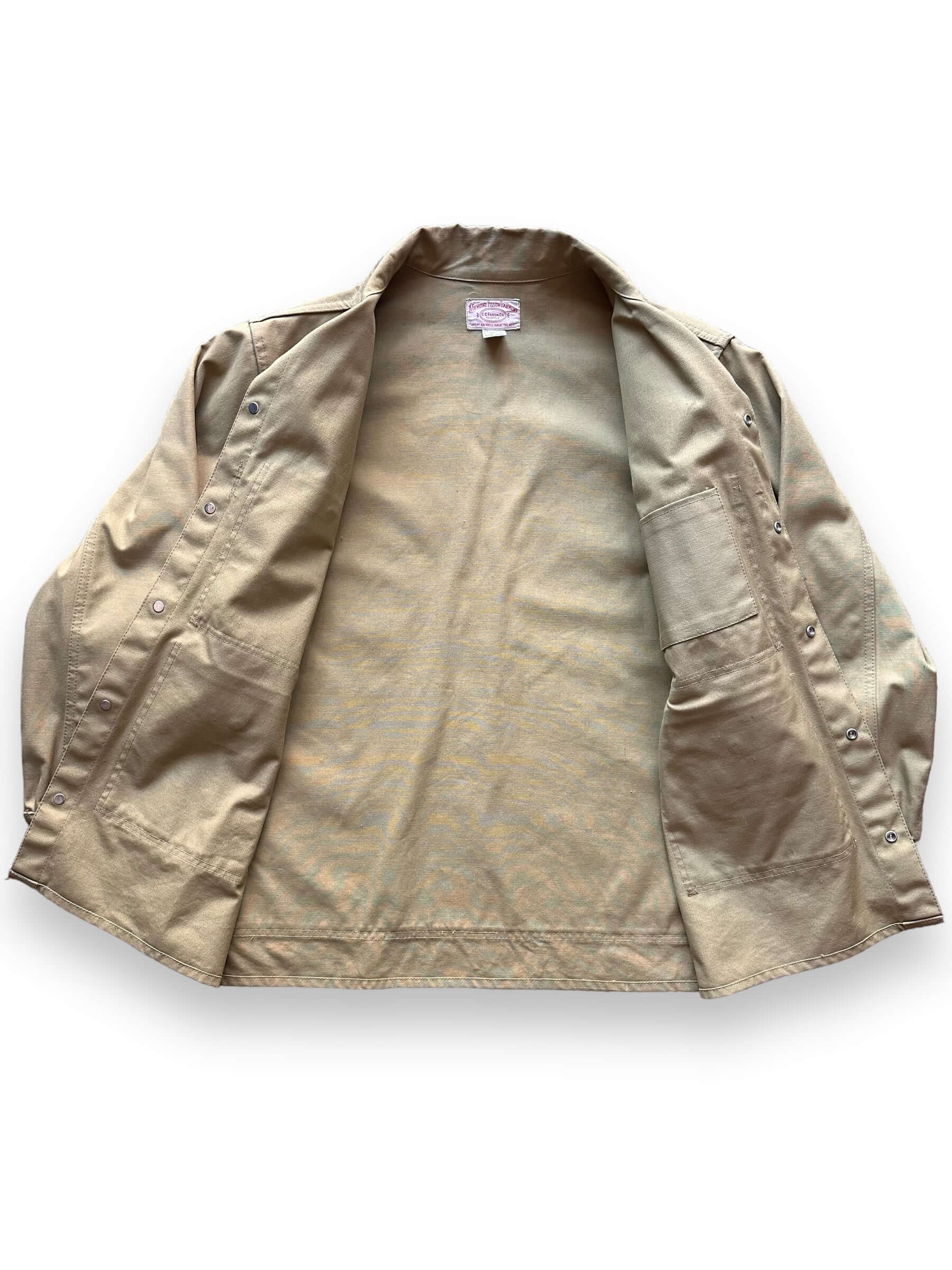 Interior Shot of Vintage 70s Era Filson Tin Cloth Cruiser Jacket SZ 46