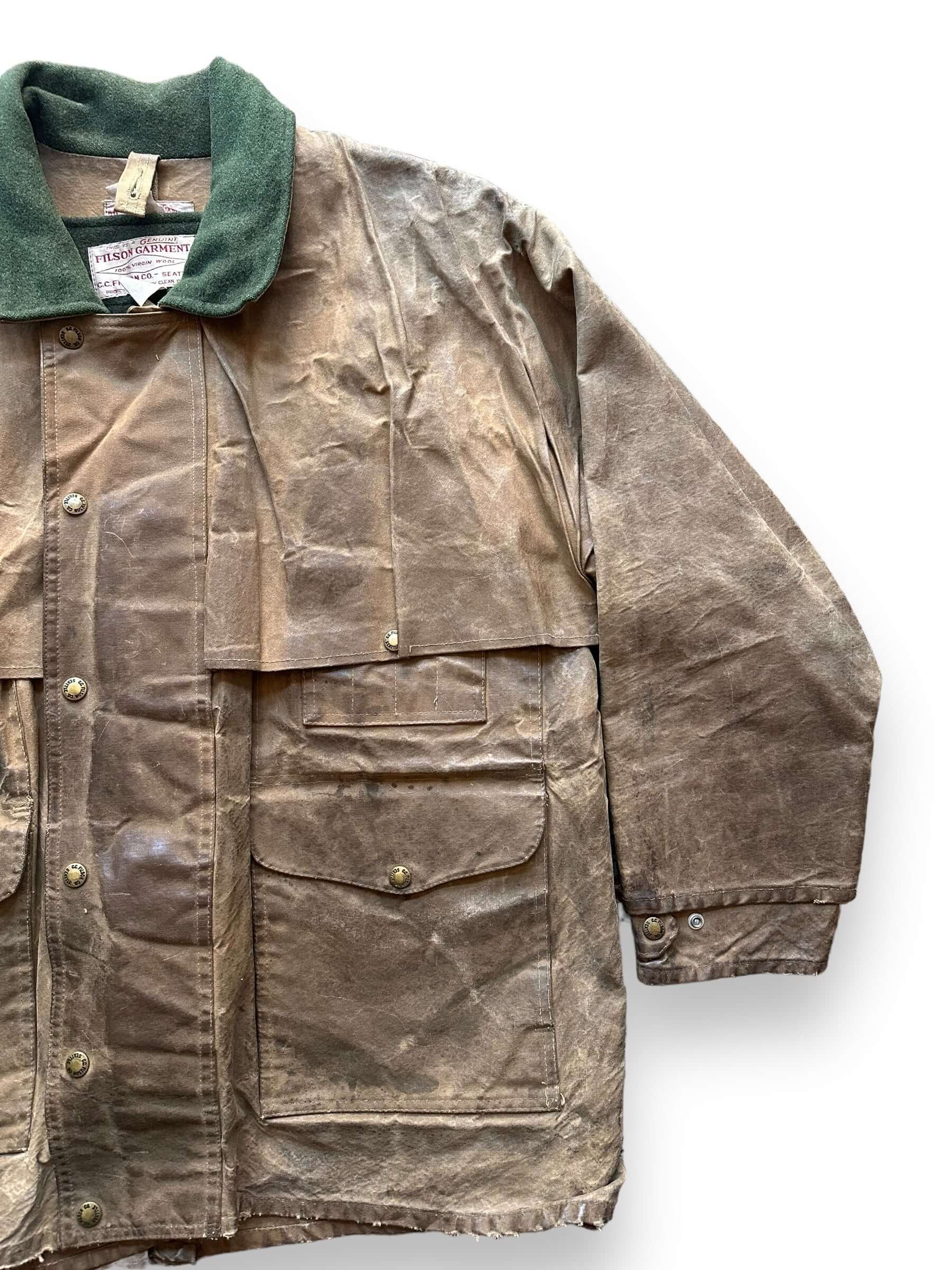 Front Left View of Vintage 90s Era Filson Tin Cloth Packer Coat w/ Liner SZ 44