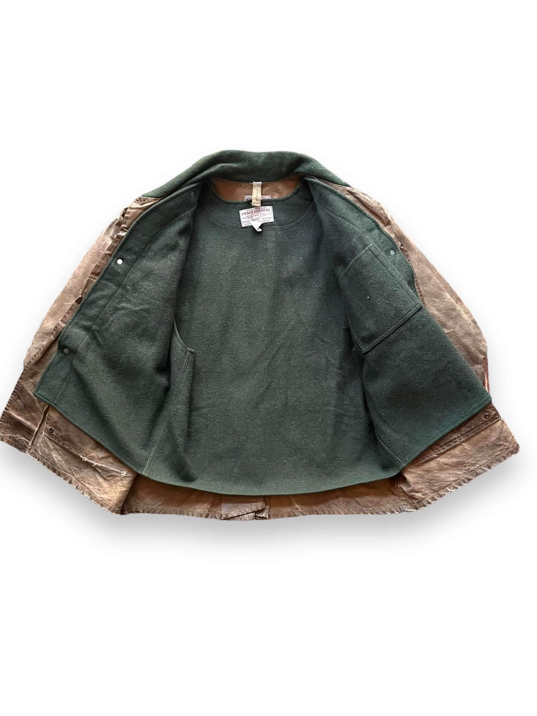 Liner View of Vintage 90s Era Filson Tin Cloth Packer Coat w/ Liner SZ 44