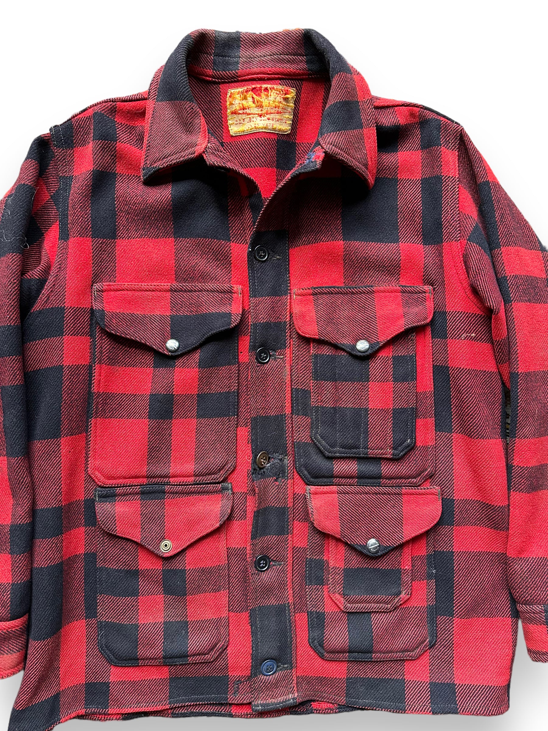 front close up of Vintage Union Made Filson Mackinaw Cruiser SZ L |  Filson Cruiser Seattle | Vintage Workwear Seattle