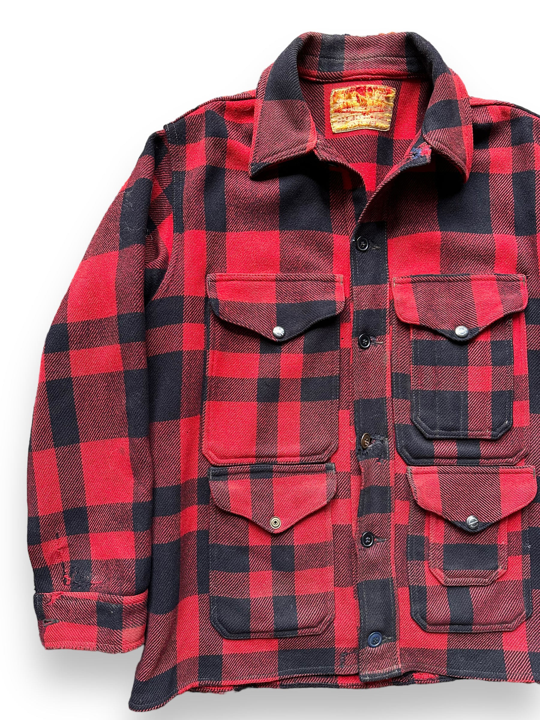 Front right of Vintage Union Made Filson Mackinaw Cruiser SZ L |  Filson Cruiser Seattle | Vintage Workwear Seattle