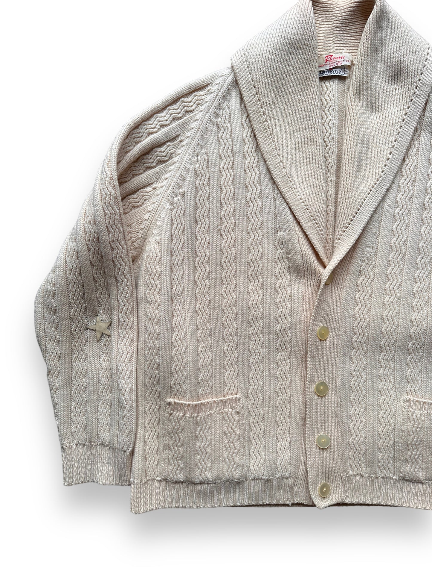 front right of Vintage Ronetti Made in Italy Shawl Collar Cardigan SZ M | Vintage Cardigan Sweaters | Vintage Clothing Seattle