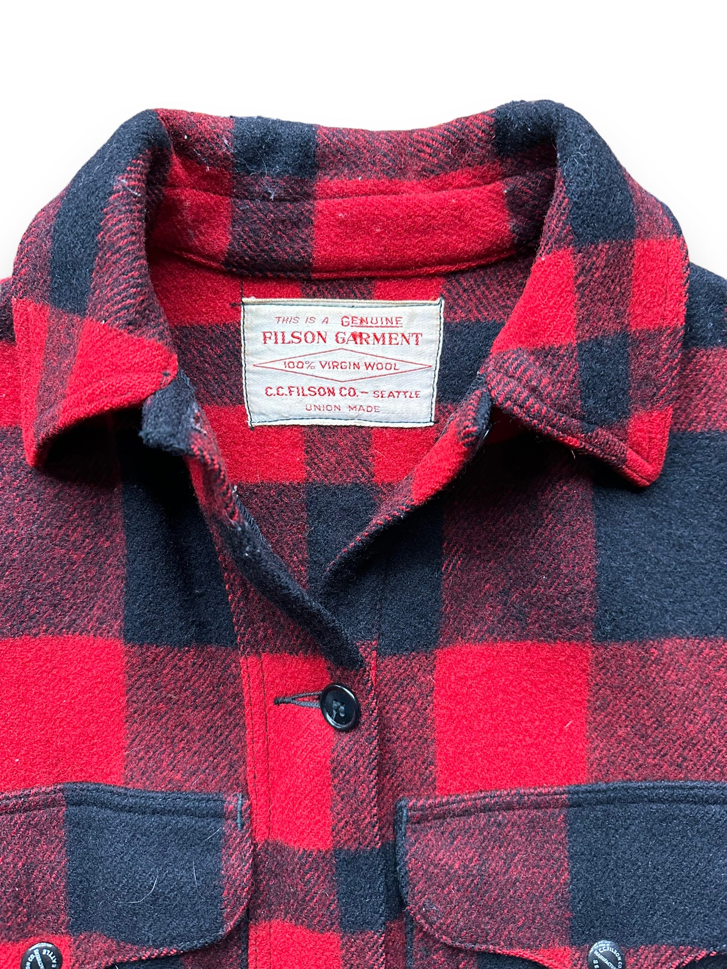 tag on Vintage 40s/50s Era Filson Union Made Cruiser SZ 36 | Barn Owl Vintage Goods | Vintage Filson Workwear Seattle