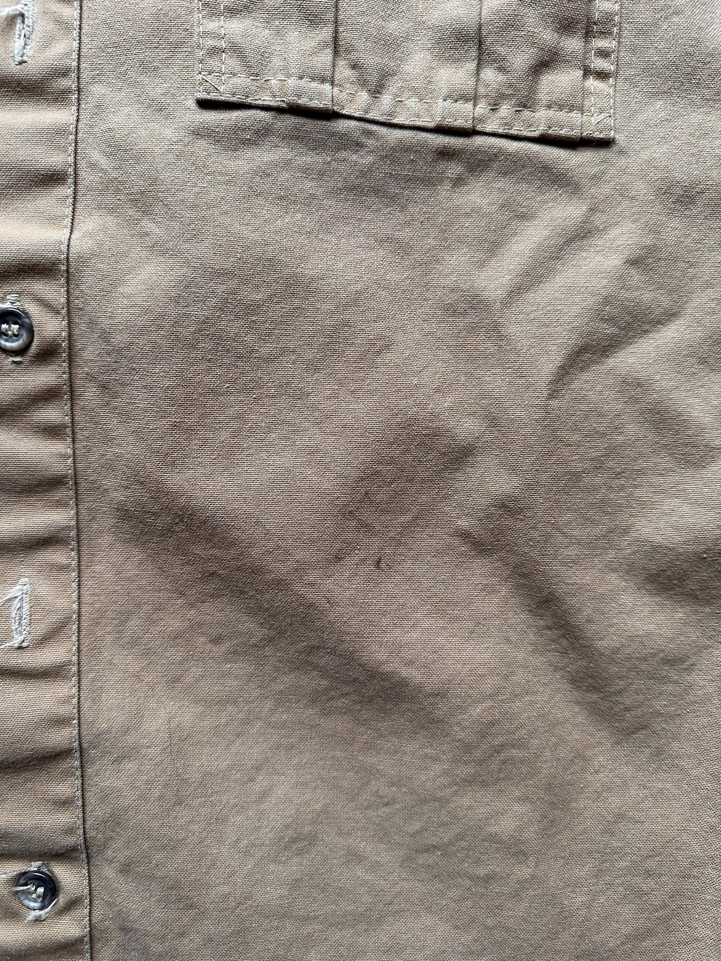 front blemish of Vintage Filson Canvas Shirt | Barn Owl Vintage Goods | Vintage Filson Workwear Seattle
