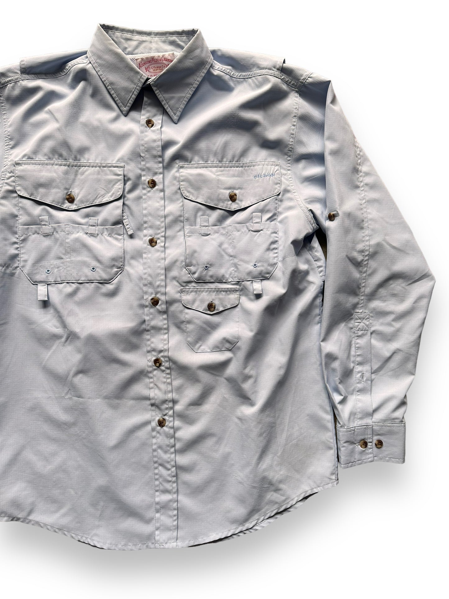 front left of. Filson Ultralight Button Up Shirt | Barn Owl Vintage Goods | Vintage Filson Workwear Seattle