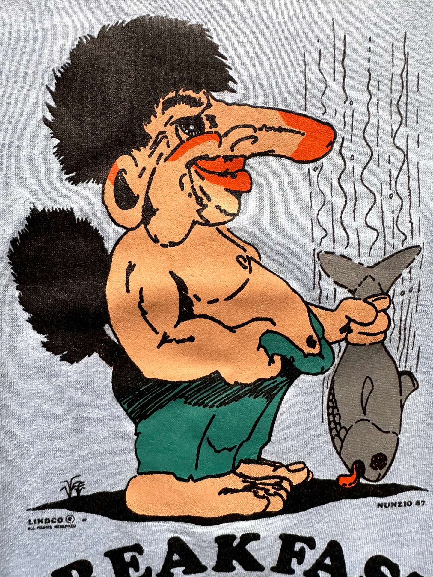 front close up Vintage Lutefisk "Breakfast of Champions" Tee SZ S | Vintage Tee Seattle | Barn Owl Vintage