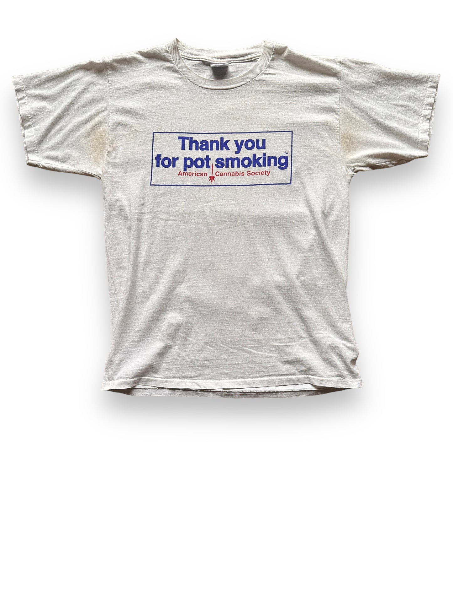 front of Vintage "Thank You For Pot Smoking" Tee SZ L | Vintage Tee Seattle | Barn Owl Vintage