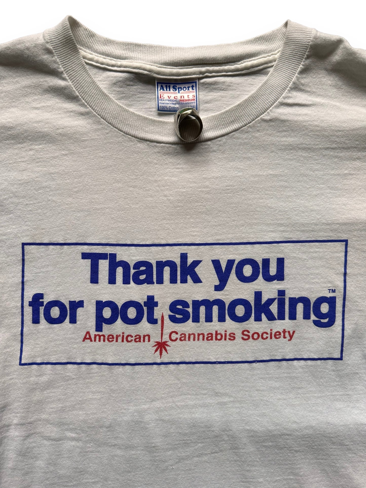 tag on Vintage "Thank You For Pot Smoking" Tee SZ L | Vintage Tee Seattle | Barn Owl Vintage