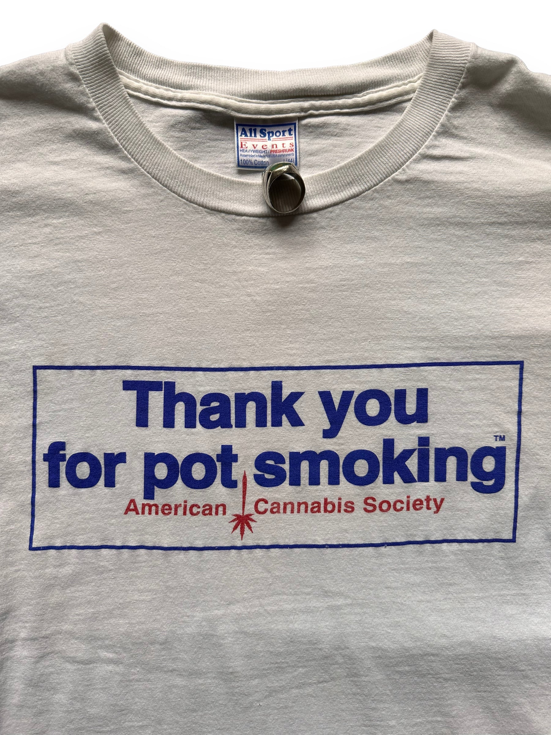 tag on Vintage "Thank You For Pot Smoking" Tee SZ L |  Vintage Tee Seattle | Barn Owl Vintage