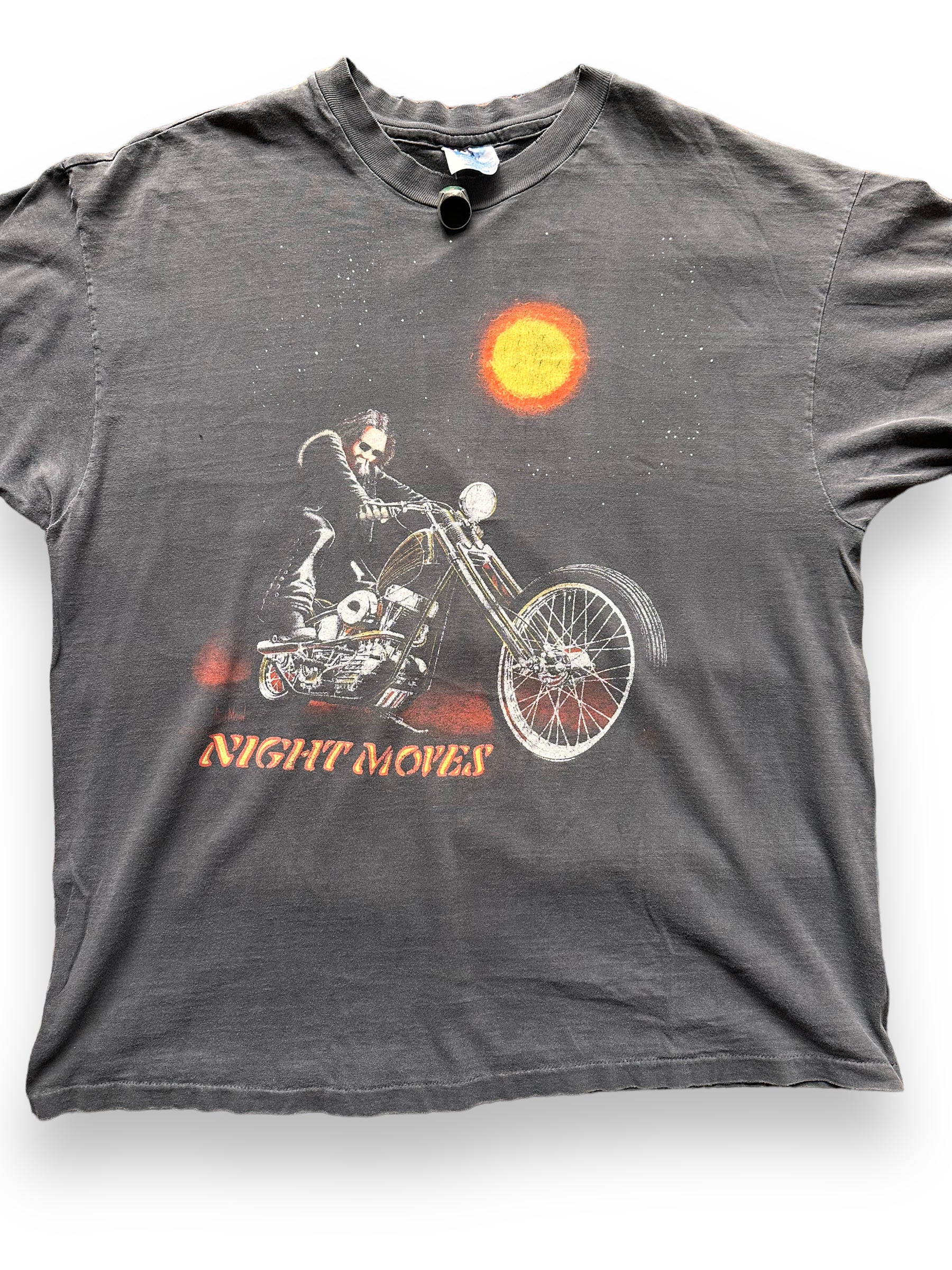 front close up of Vintage David Mann Nightmoves Harley Tee SZ XL |  Vintage Harley Davidson Tee Seattle | Barn Owl Vintage