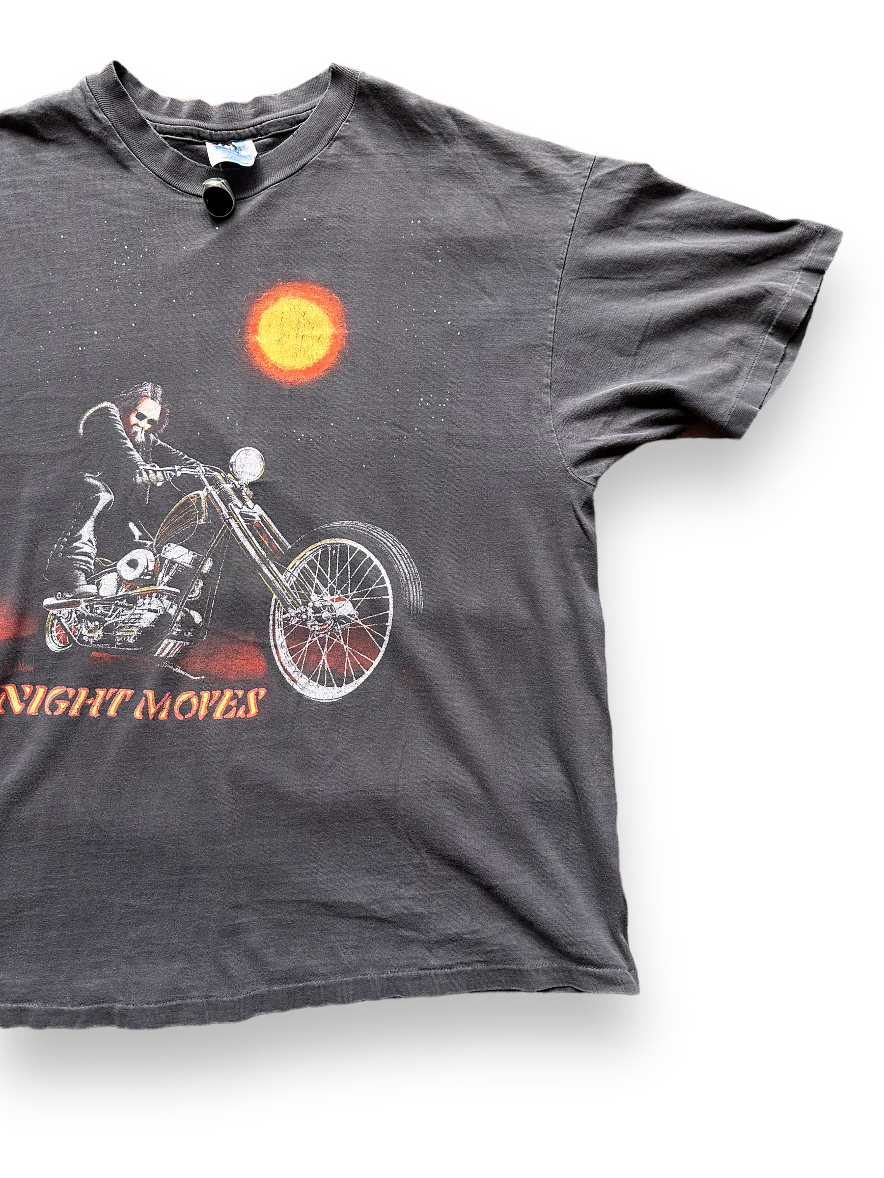 front left on Vintage David Mann Nightmoves Harley Tee SZ XL |  Vintage Harley Davidson Tee Seattle | Barn Owl Vintage
