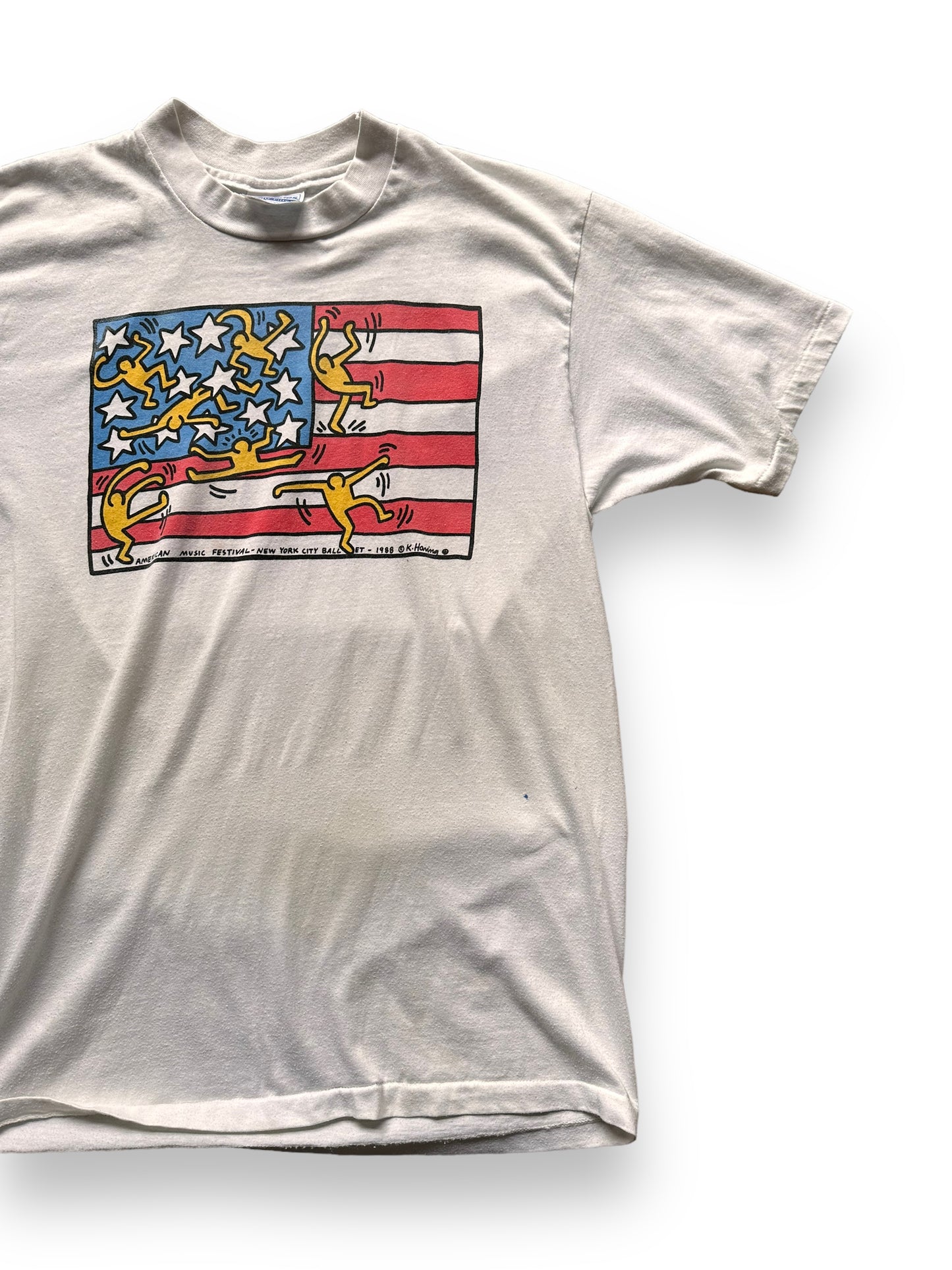 front left of Vintage Keith Haring American Music Festival Tee SZ L | Vintage Art Tee Seattle | Barn Owl Vintage