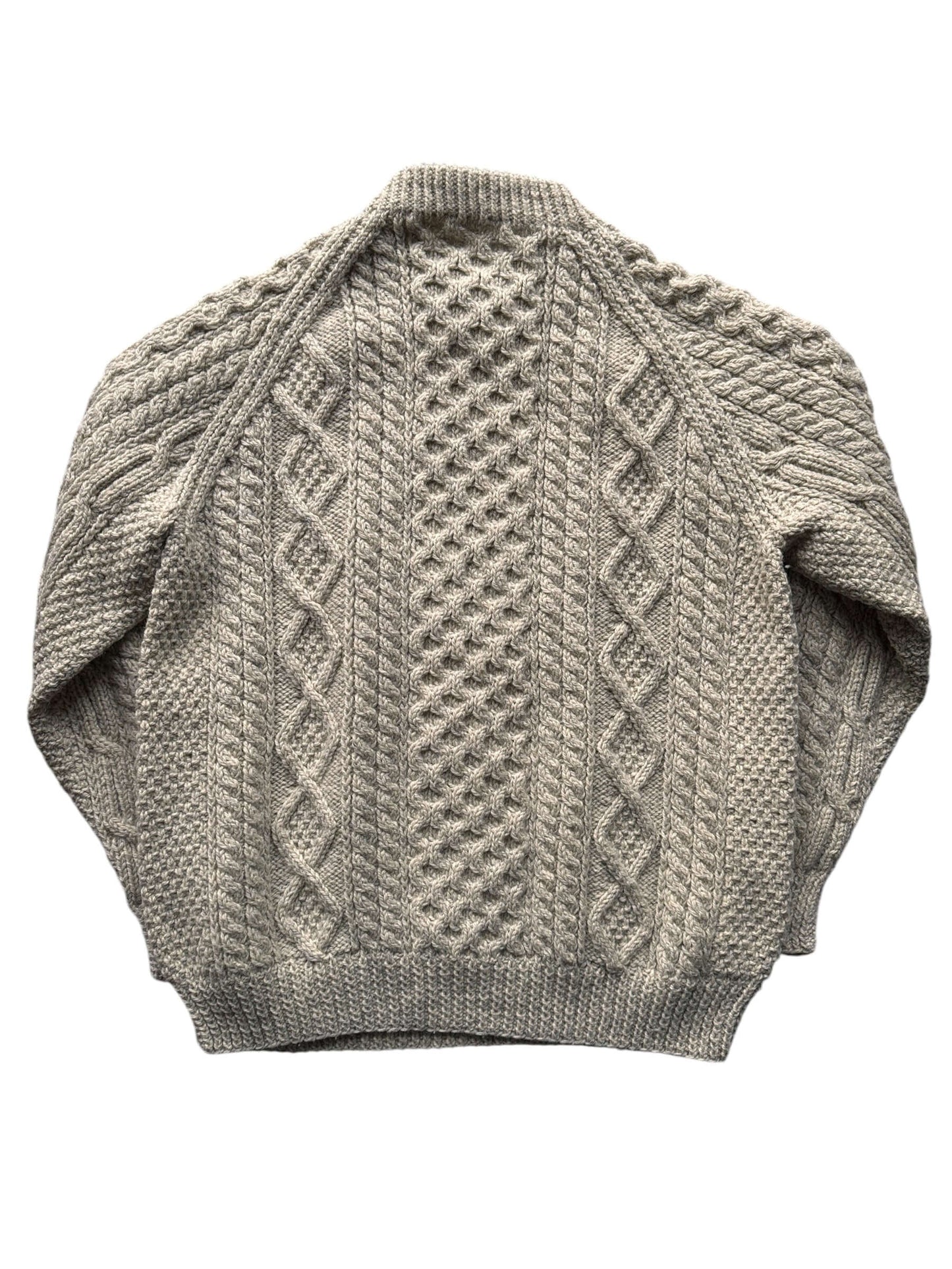 Back of Vintage Sliab Liag Oatmeal Irish Cable Knit Fishermans Sweater SZ XL
