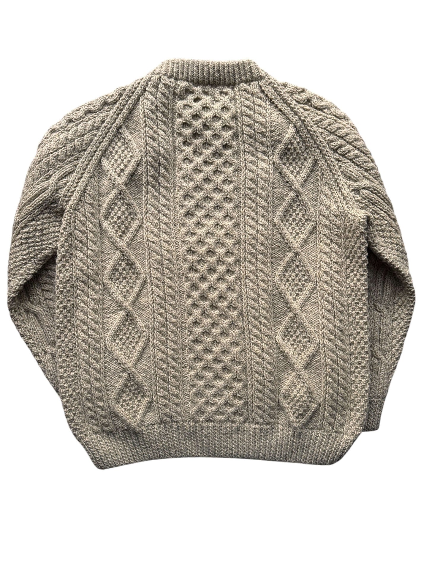 Back of Vintage Sliab Liag Oatmeal Irish Cable Knit Fishermans Sweater SZ XL