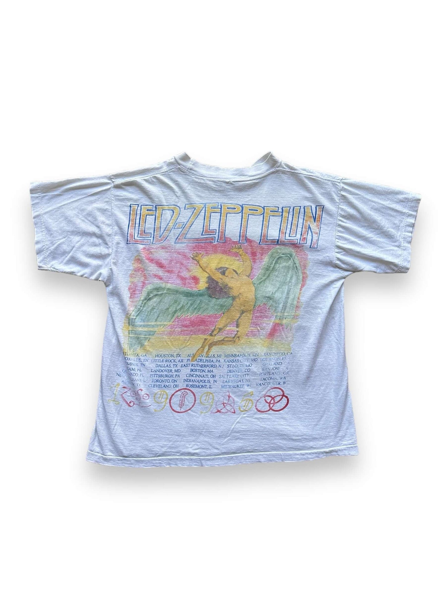 back of Vintage 1995 Led Zeppelin "No Quarter" Jimmy Page & Robert Plant Band Tee SZ XL