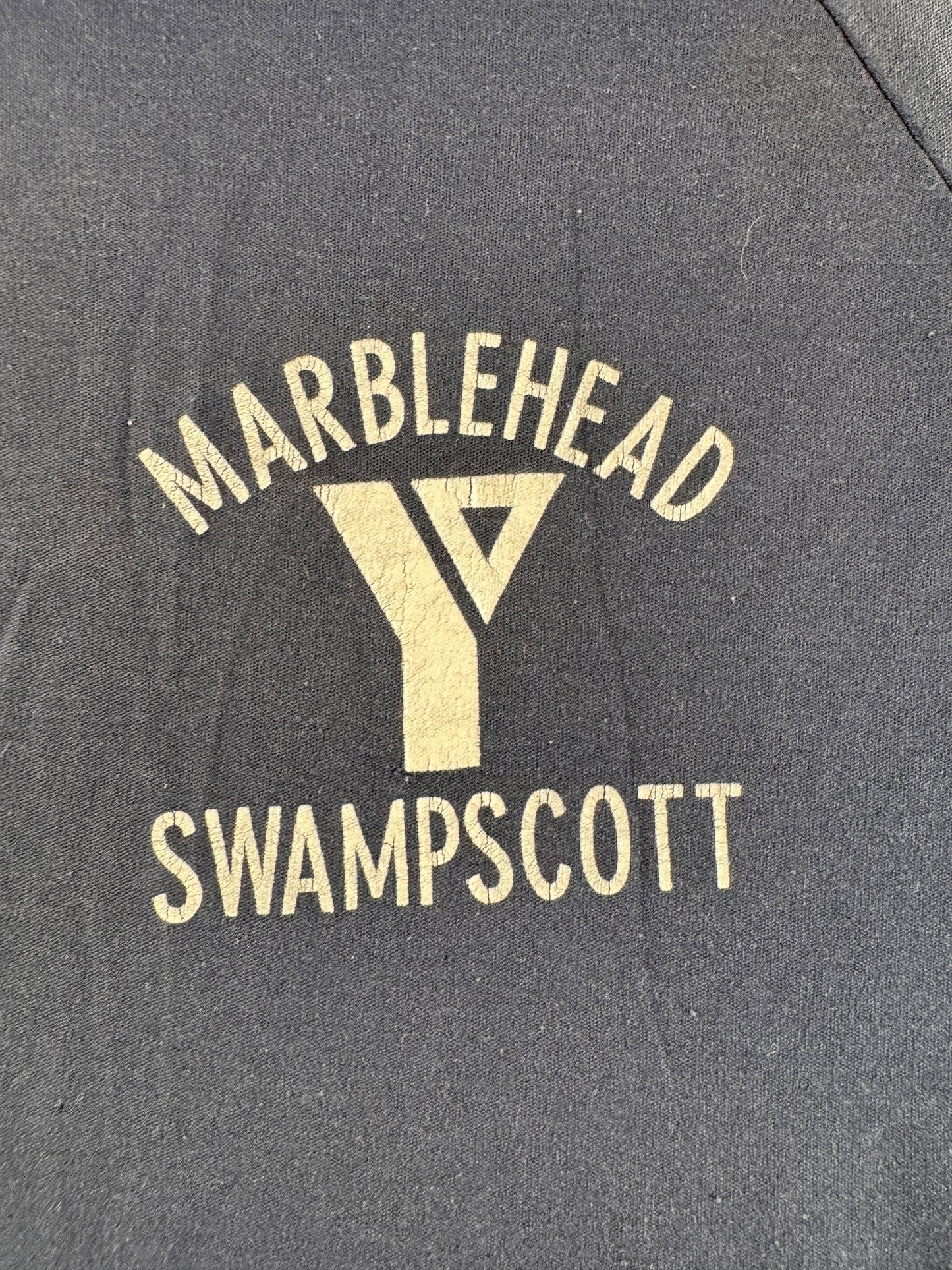 Front Graphic on Vintage Marblehead Swampscott YMCA Champion Shirt AS IS SZ S