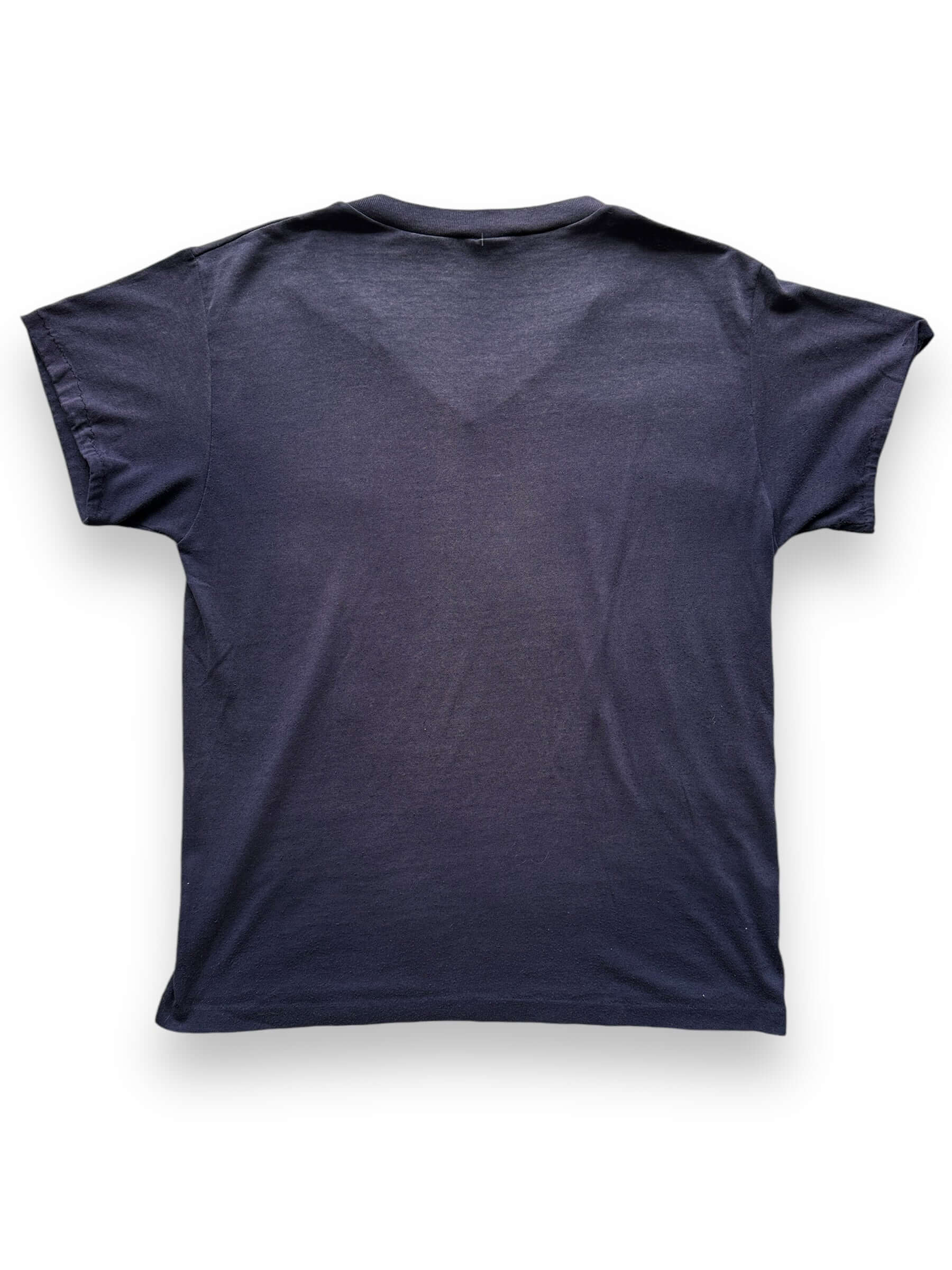 Rear View of Vintage Faded Blue V Neck Tee SZ L