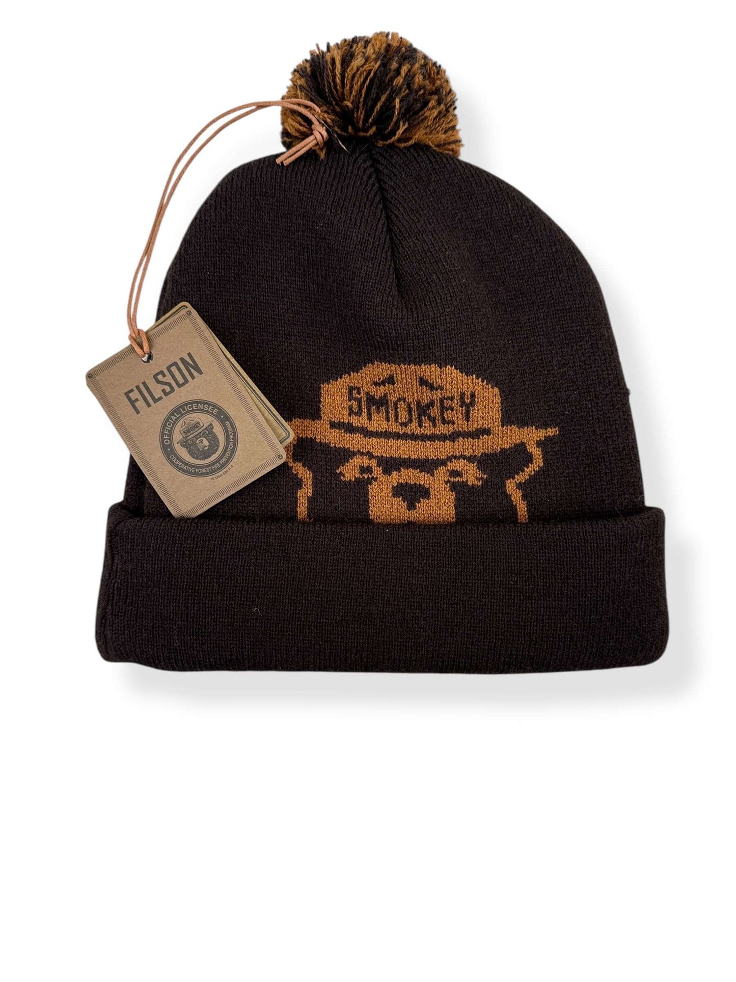 Front Detail on NOS Filson Smokey Bear Knit Beanie