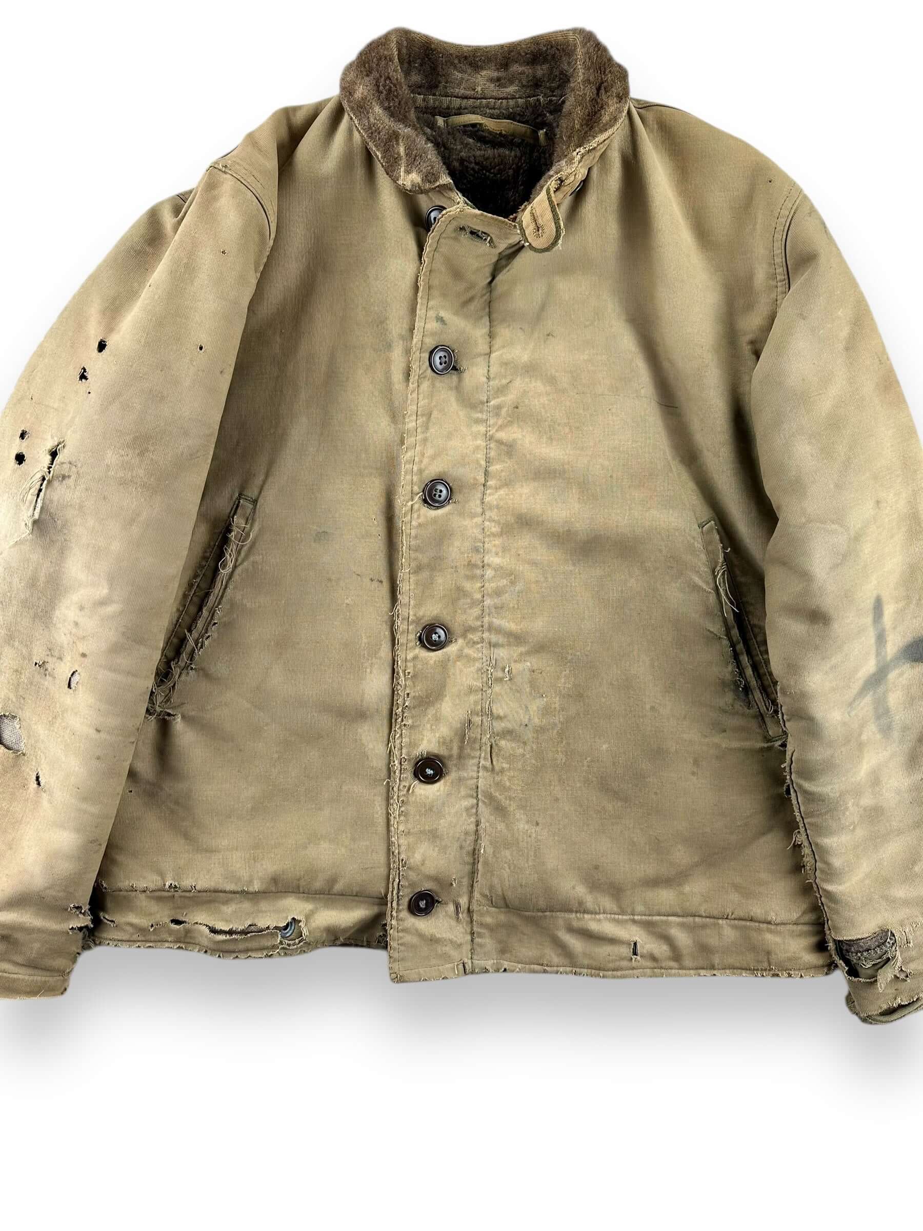 Front Detail on Vintage Salty N-1 USN Deck Jacket SZ 40