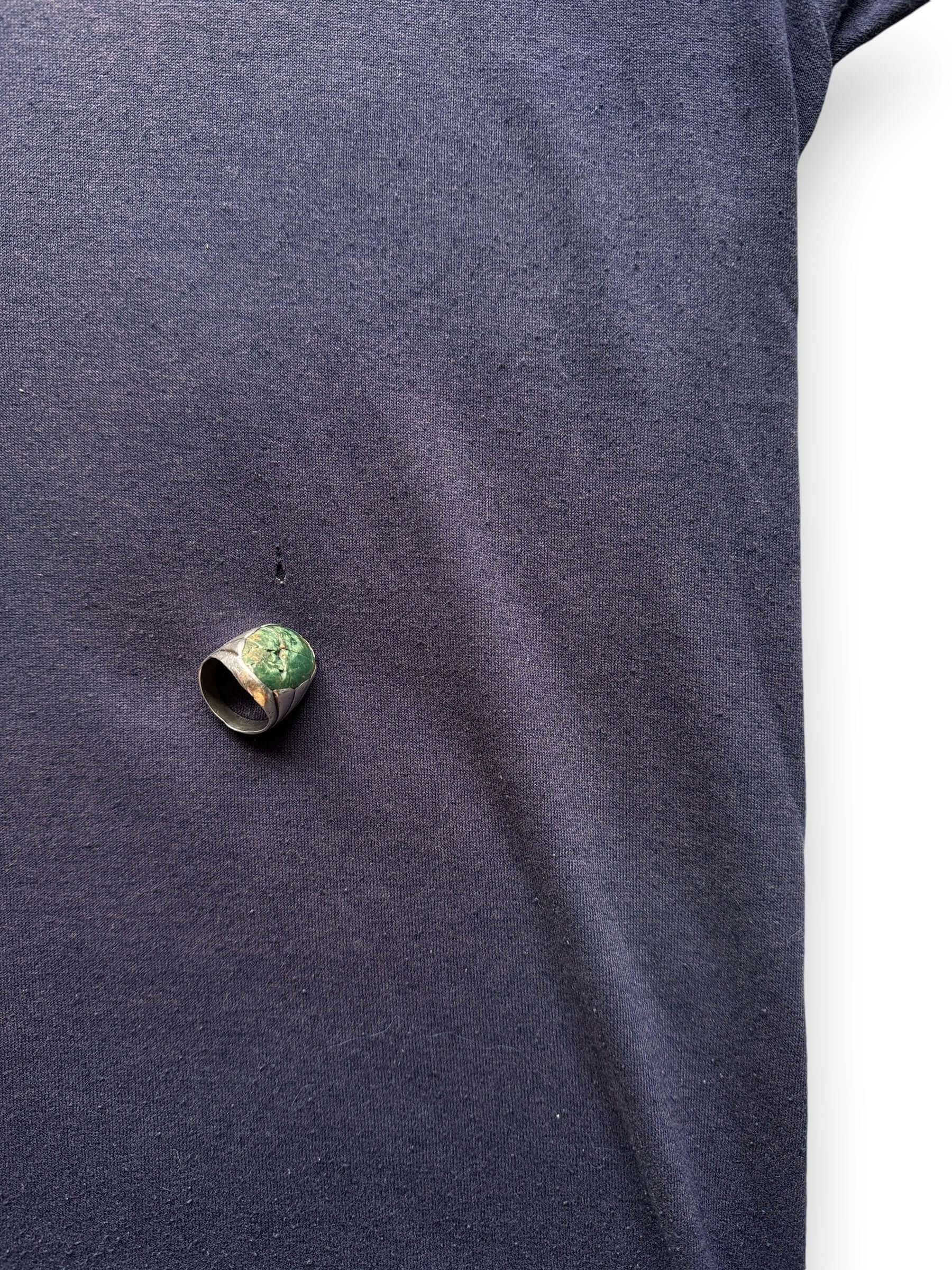 Small Hole on Front of Vintage Faded Blue V Neck Tee SZ L