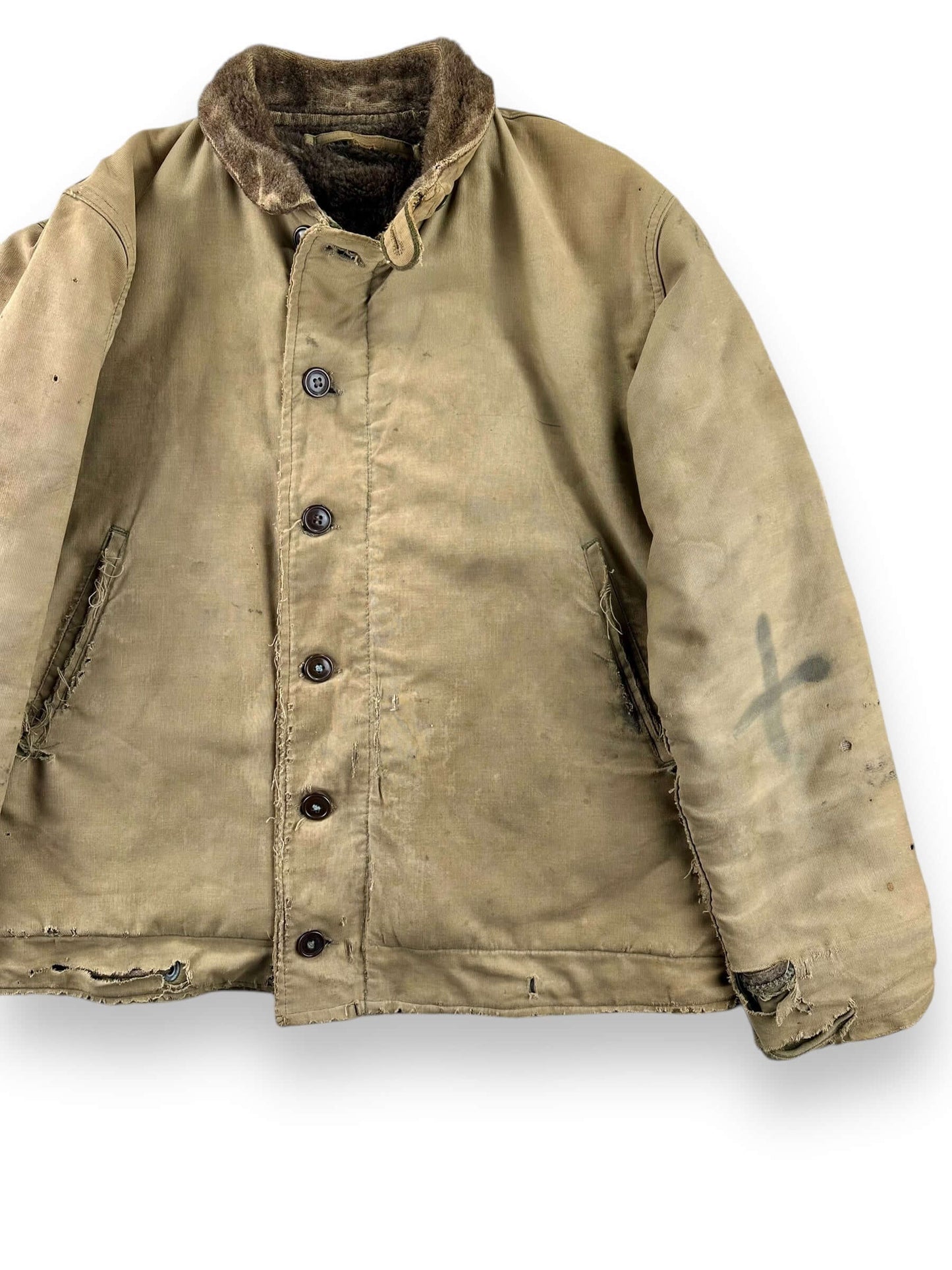 Front Left View of Vintage Salty N-1 USN Deck Jacket SZ 40