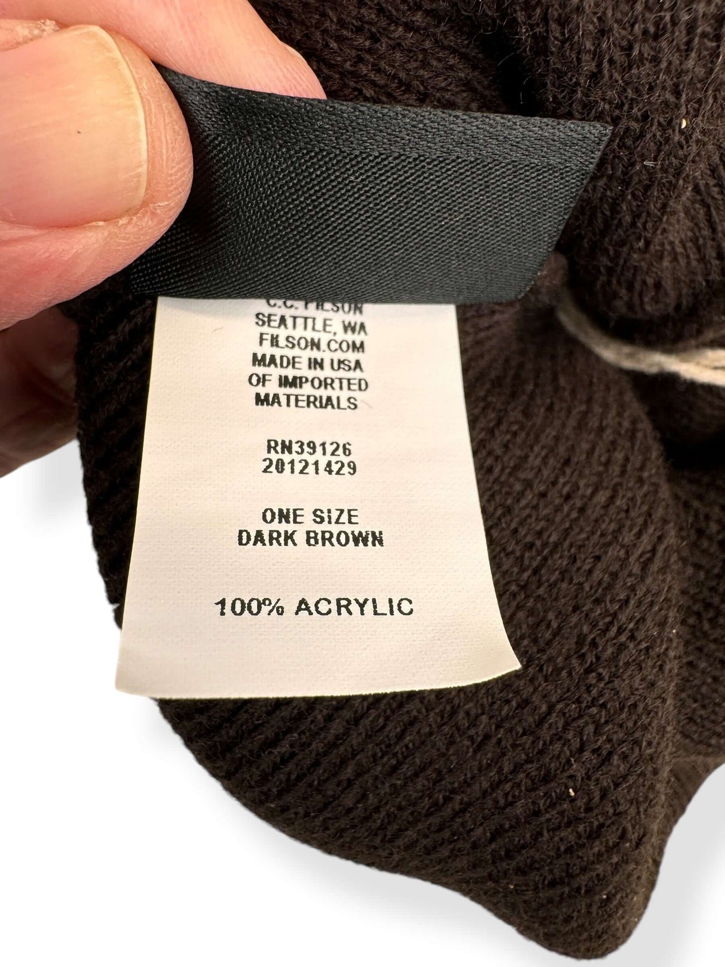 Tag View of NOS Filson Smokey Bear Knit Beanie