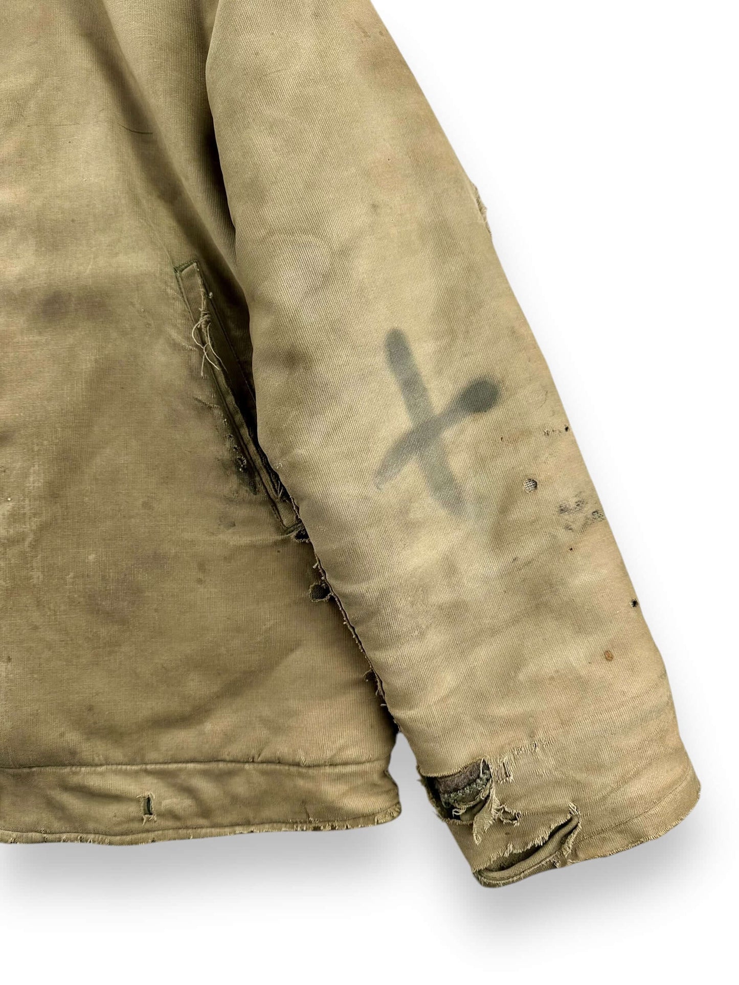 Cross on Sleeve of Vintage Salty N-1 USN Deck Jacket SZ 40
