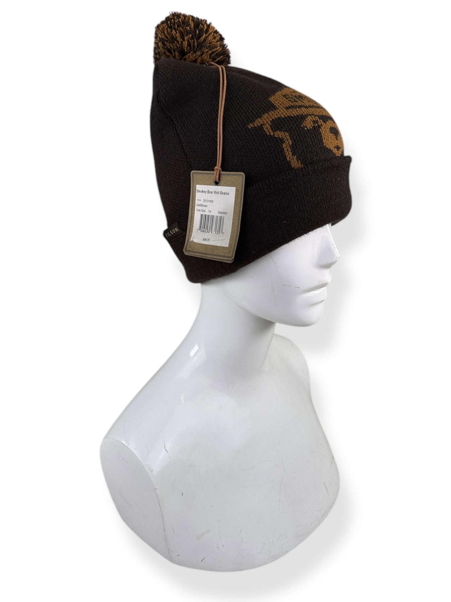 Front Right View of NOS Filson Smokey Bear Knit Beanie