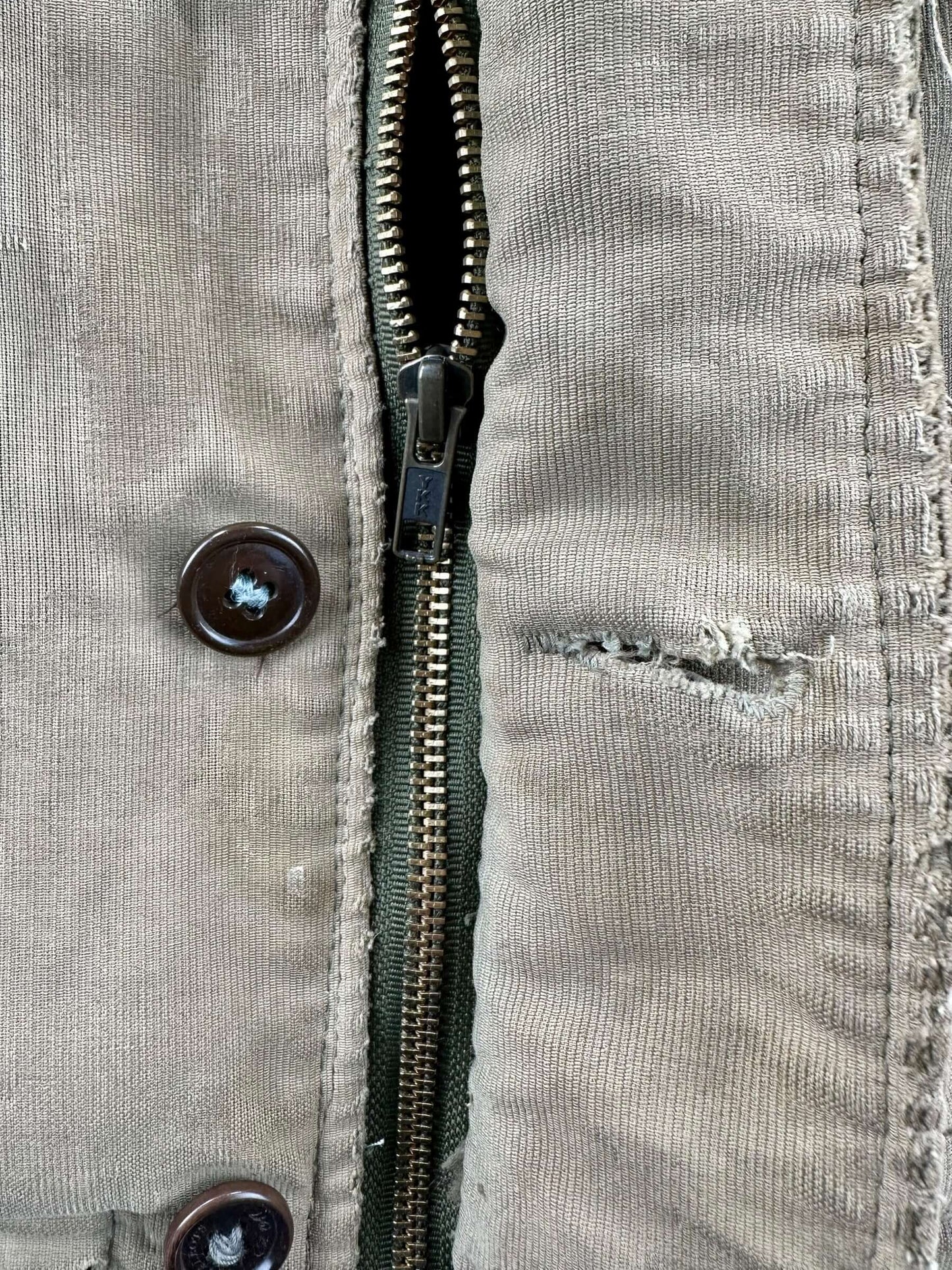 YKK Zipper on Vintage Salty N-1 USN Deck Jacket SZ 40