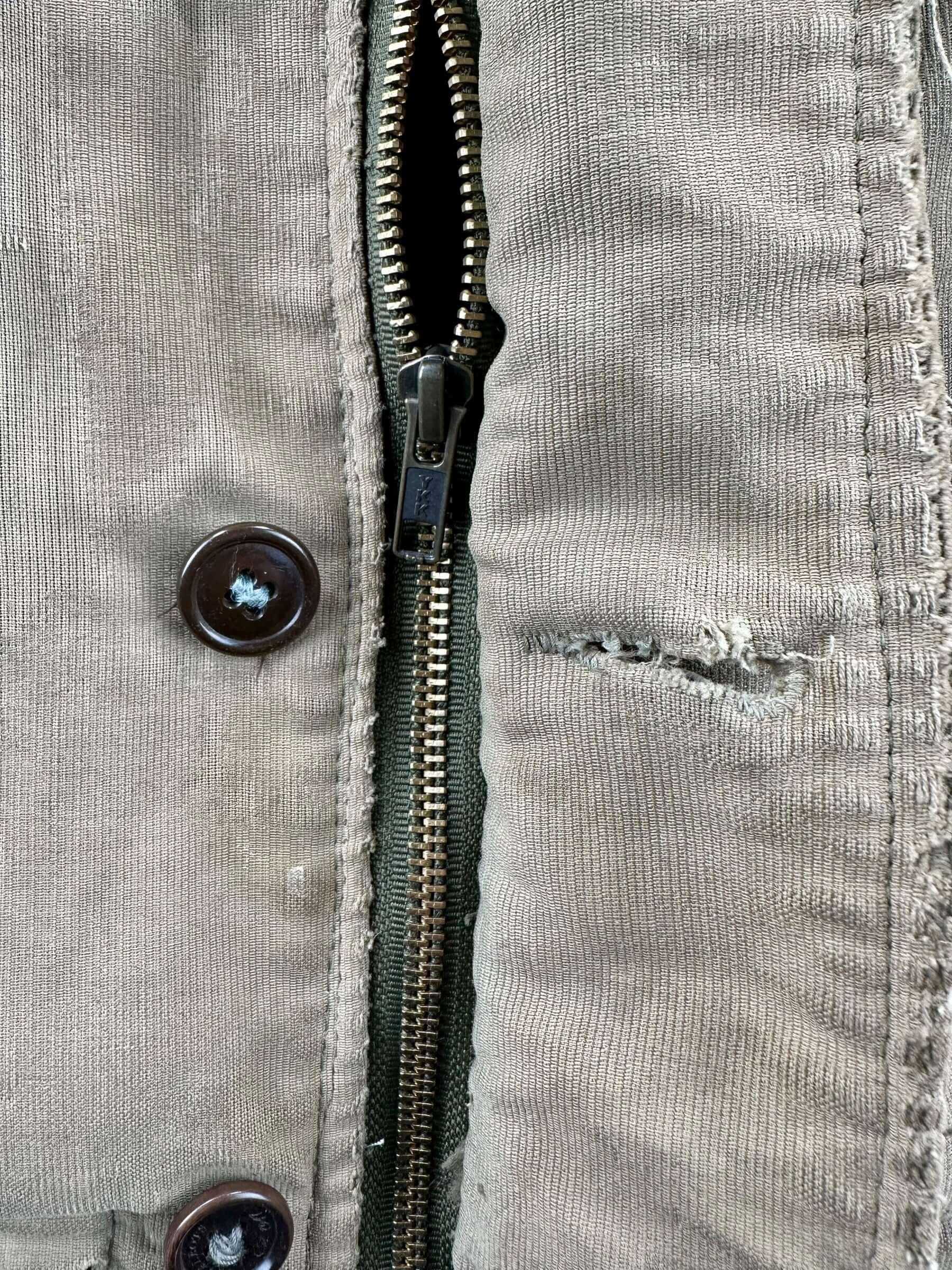 YKK Zipper on Vintage Salty N-1 USN Deck Jacket SZ 40