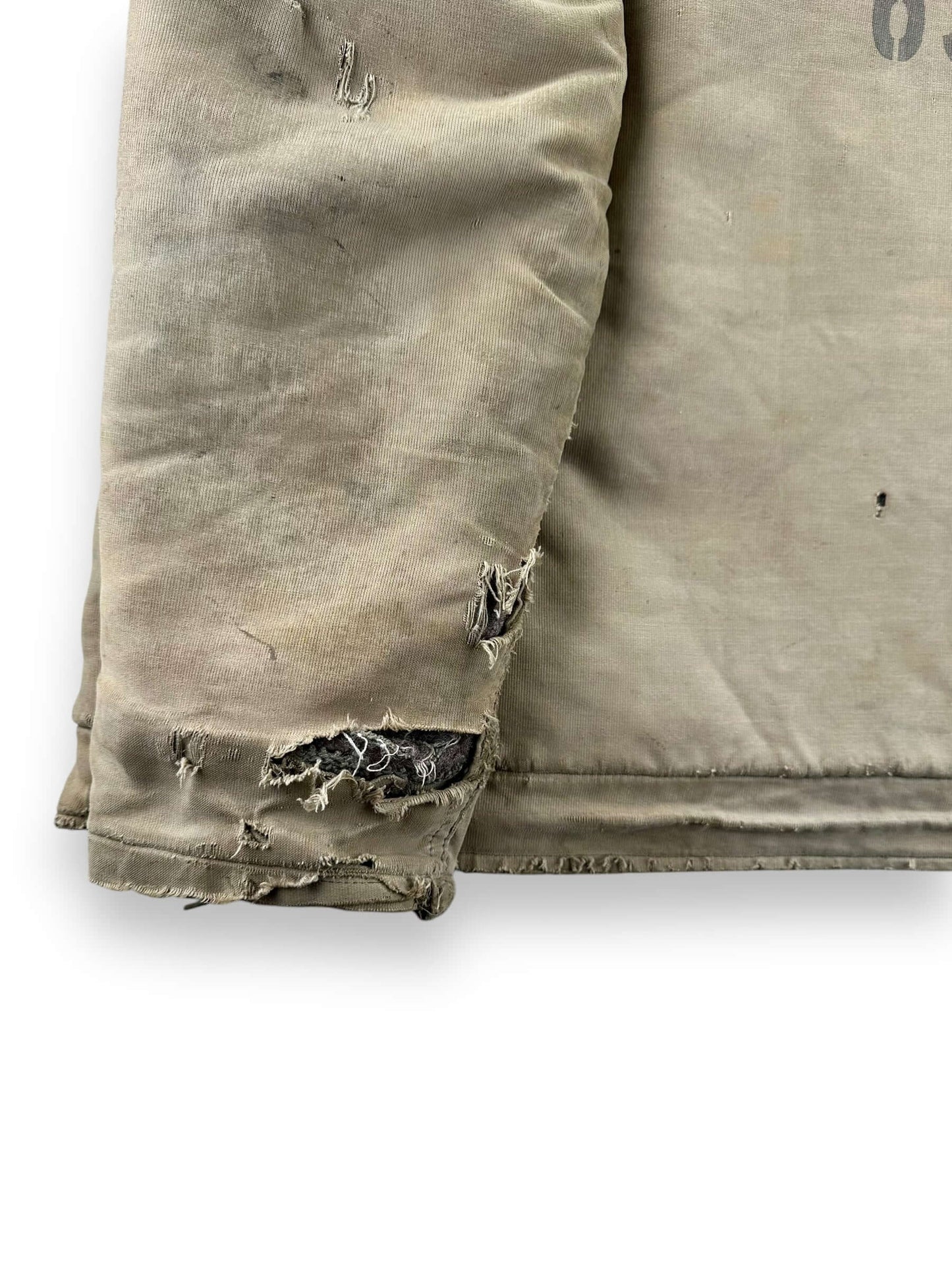 Damage to Left Cuff on Vintage Salty N-1 USN Deck Jacket SZ 40