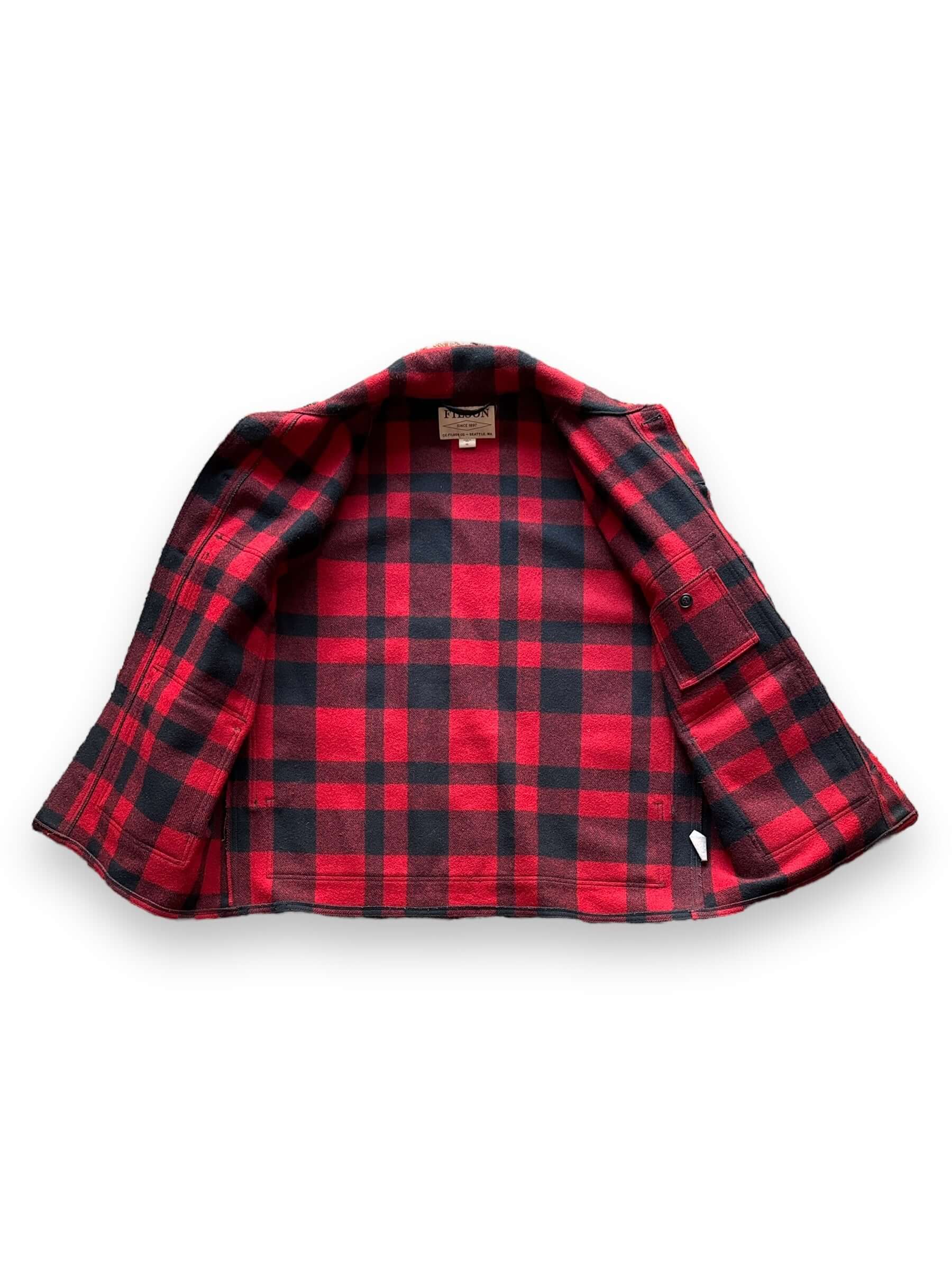 Liner View of Filson Red & Black Mackinaw Cruiser SZ XL