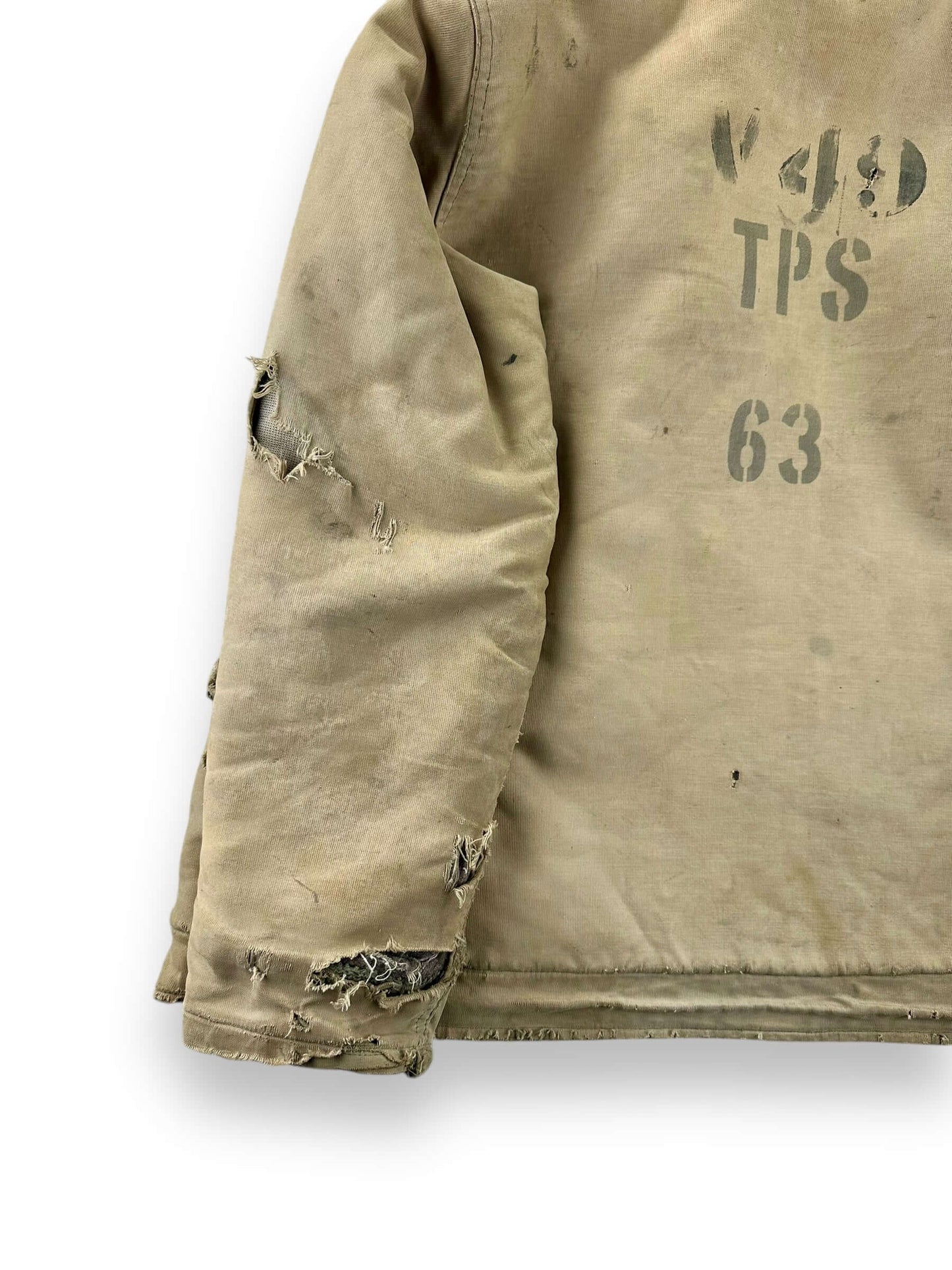 Left Rear View of Vintage Salty N-1 USN Deck Jacket SZ 40