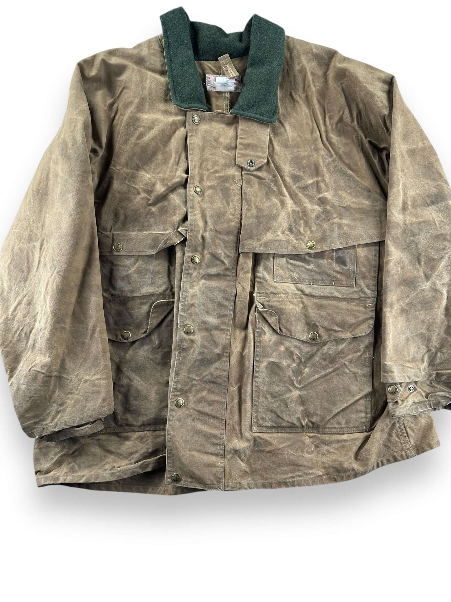 Front Chest Detail of Vintage Filson Tin Cloth Packer SZ 46