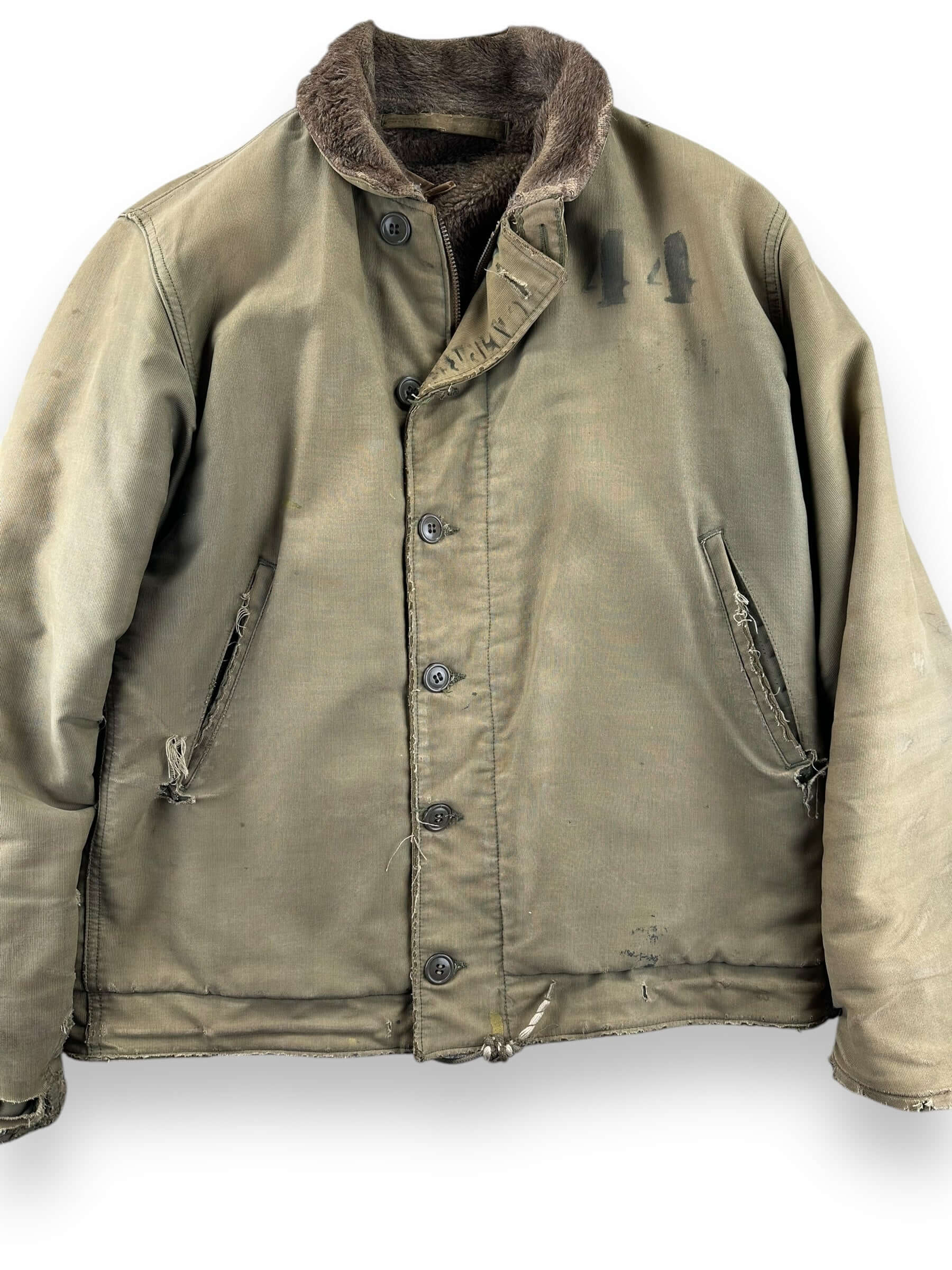 Front Detail of Vintage USN 44 N-1 Deck Jacket SZ 40