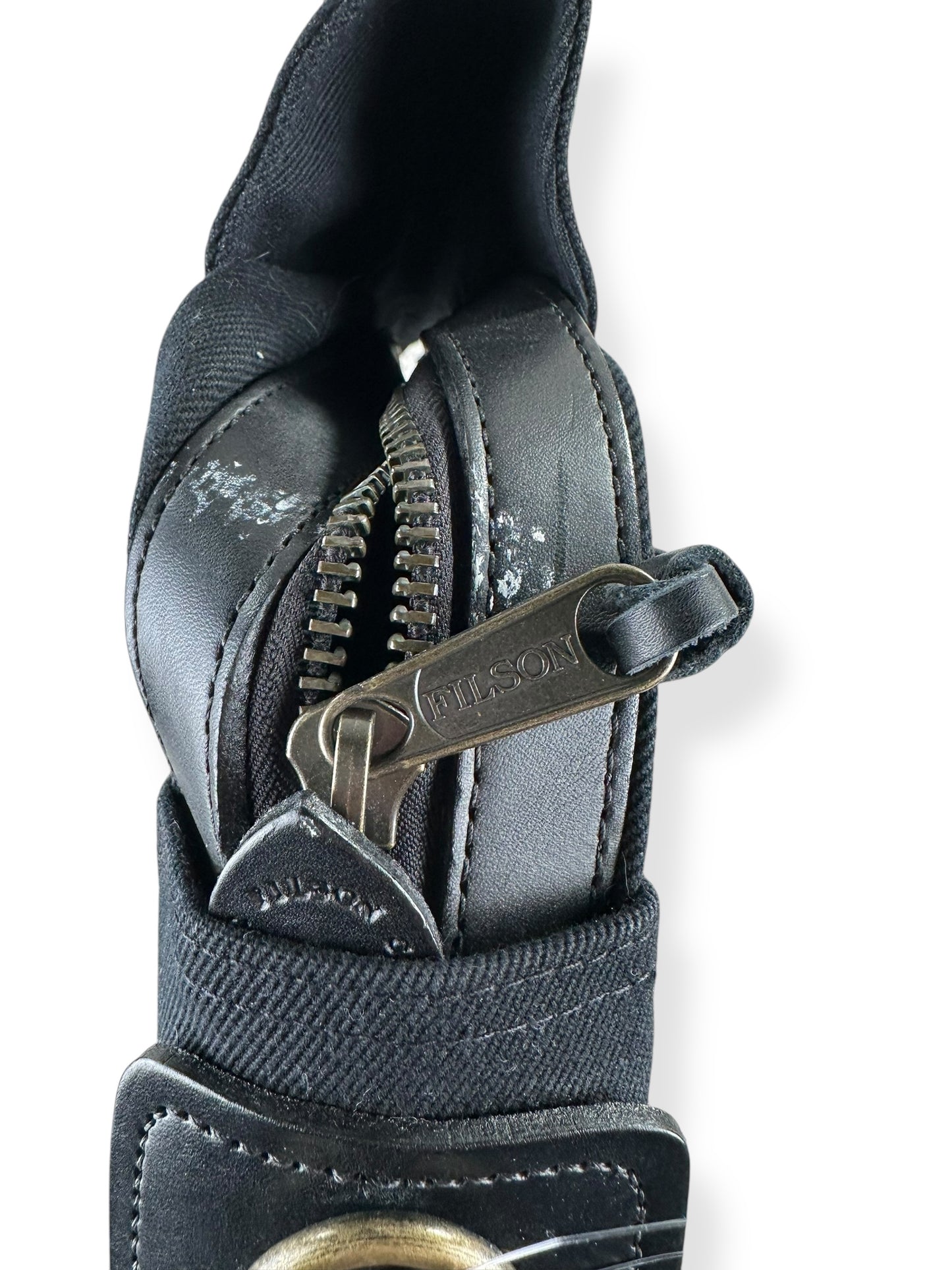 Paint Scuff on Bridle Leather on Filson Black 257 Briefcase