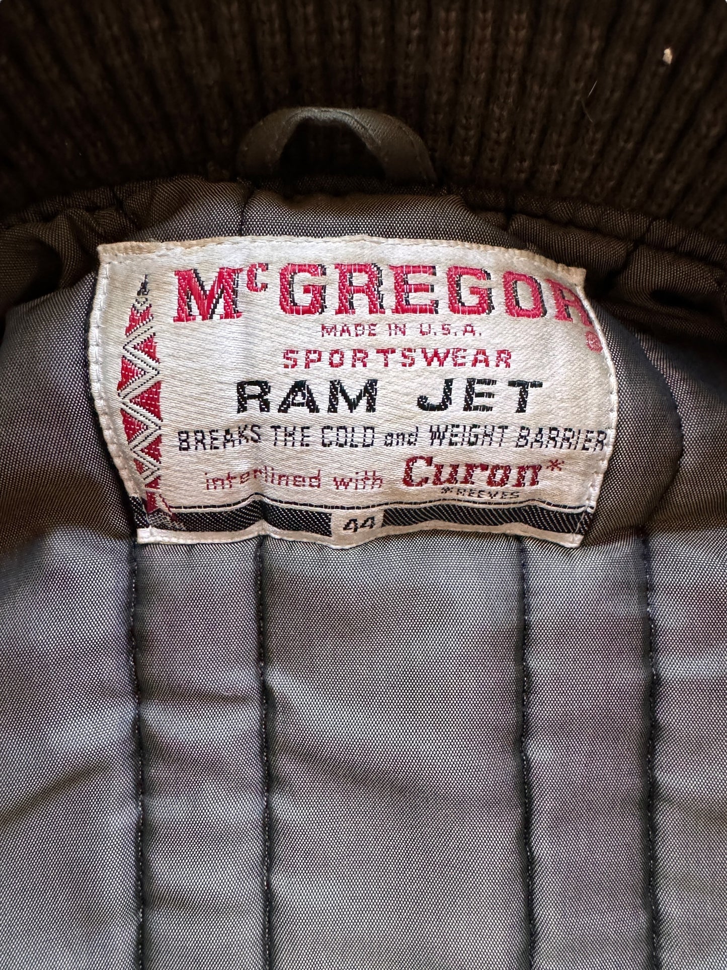 Tag View of Vintage McGregor Ram Jet Jacket SZ 44