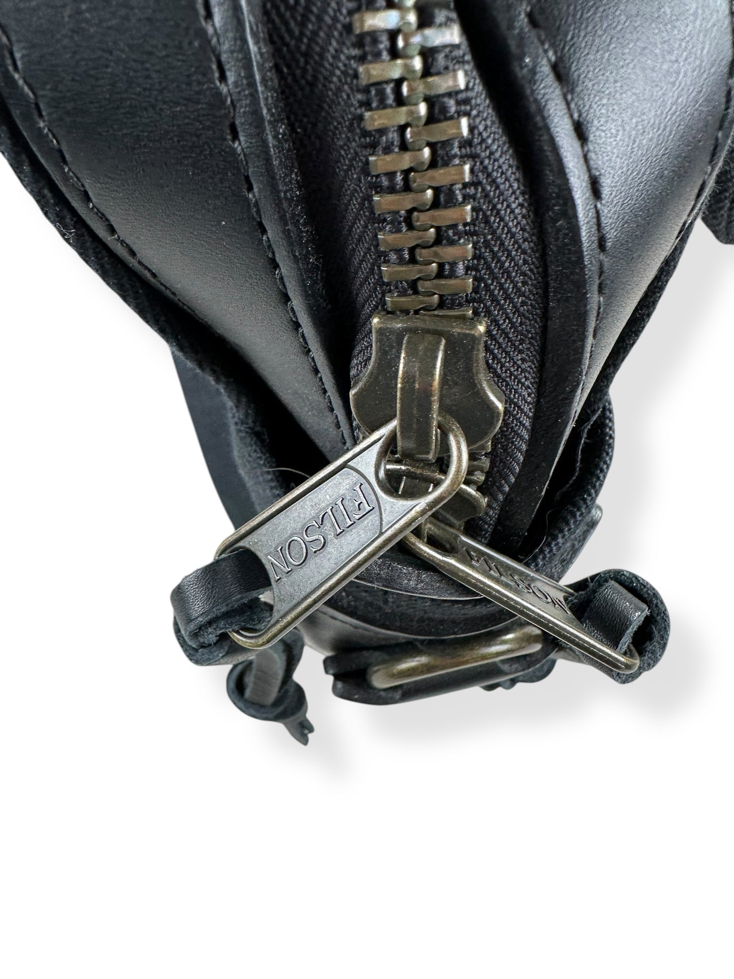Filson Branded Zippers on Filson Black 257 Briefcase