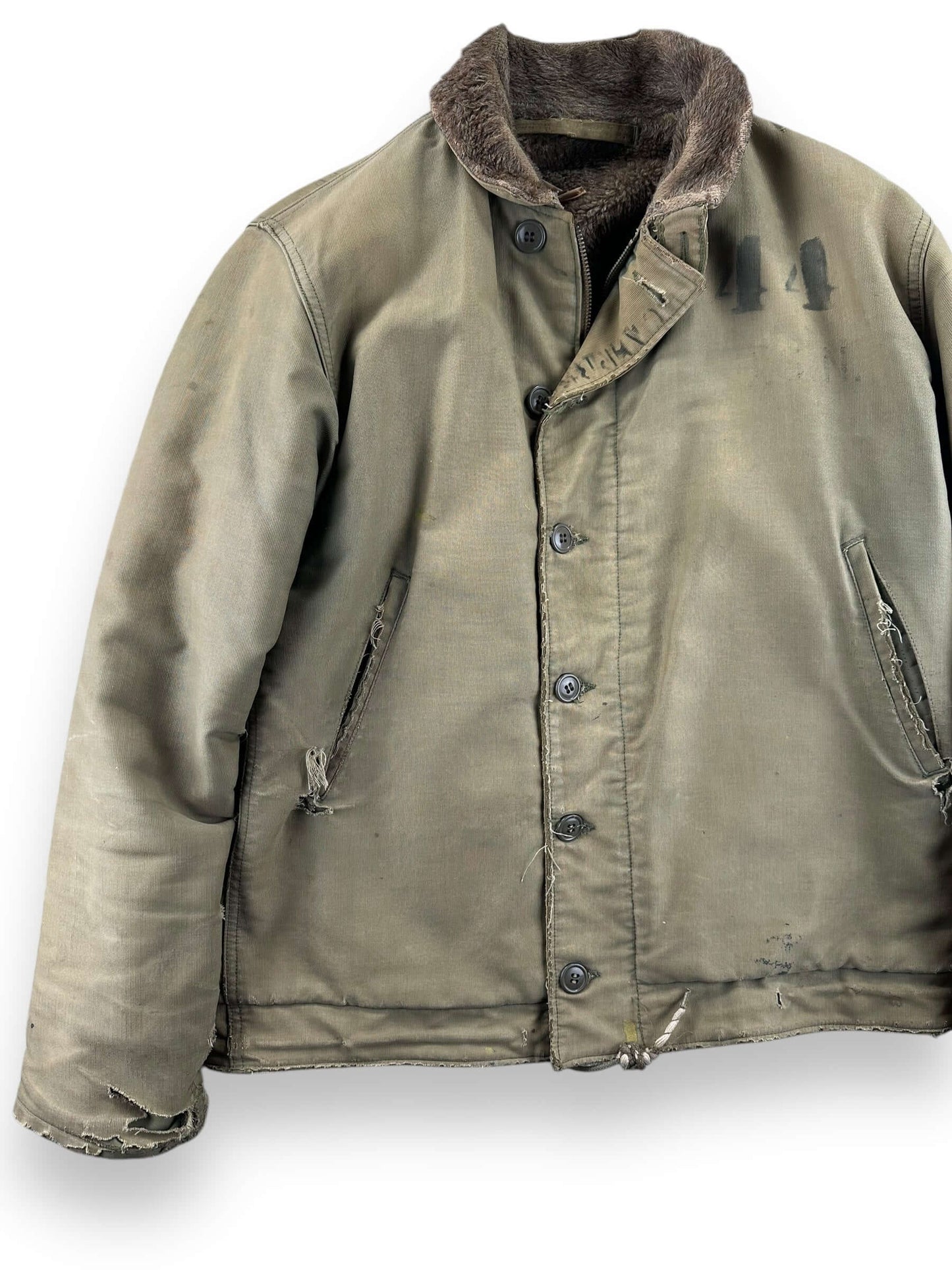 Front Right View of Vintage USN 44 N-1 Deck Jacket SZ 40